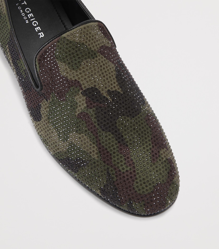 Kurt Geiger London Suede Embellished Ace Loafers Dark Green Image 2