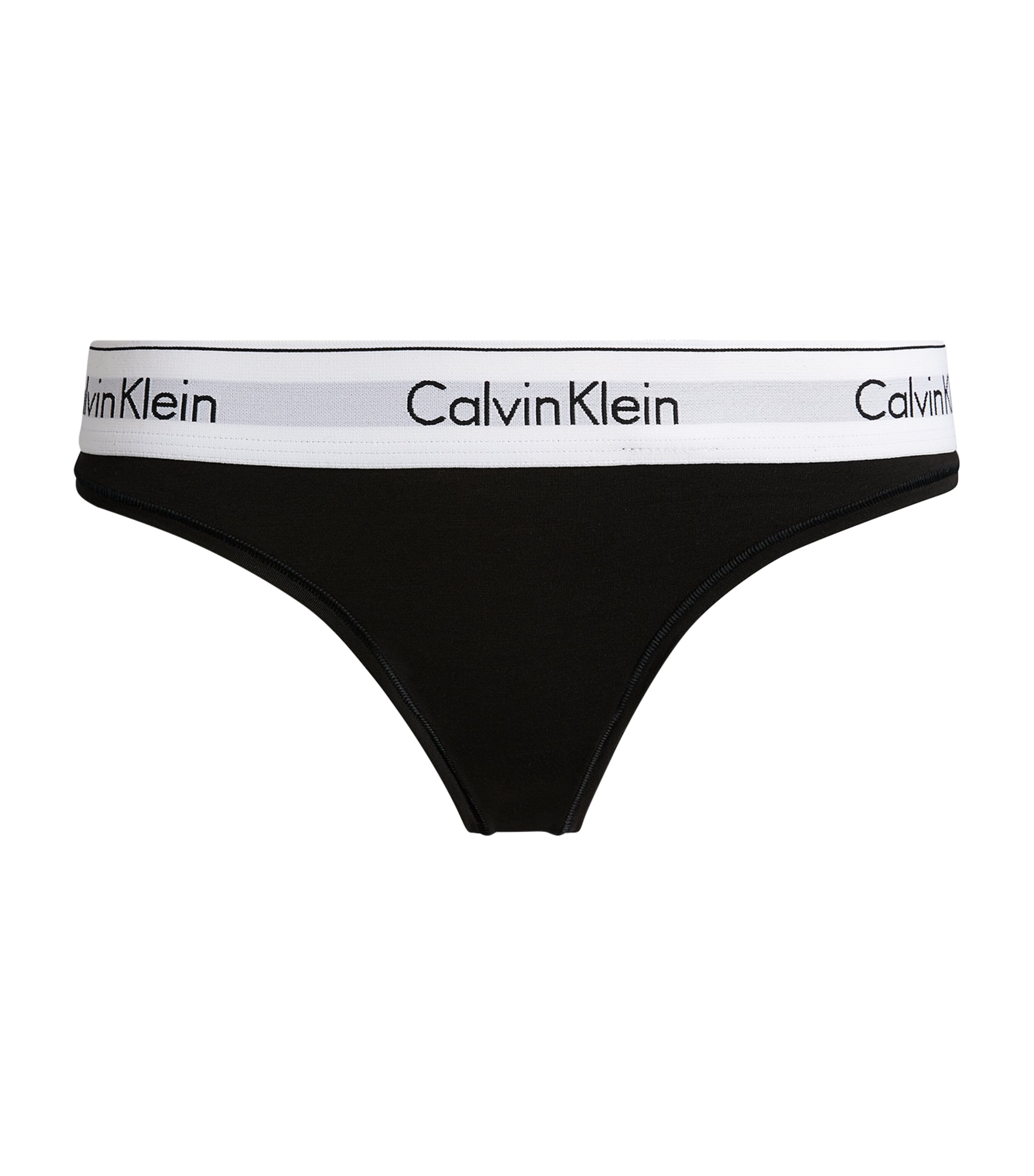 Calvin Klein Logo Thong In Black