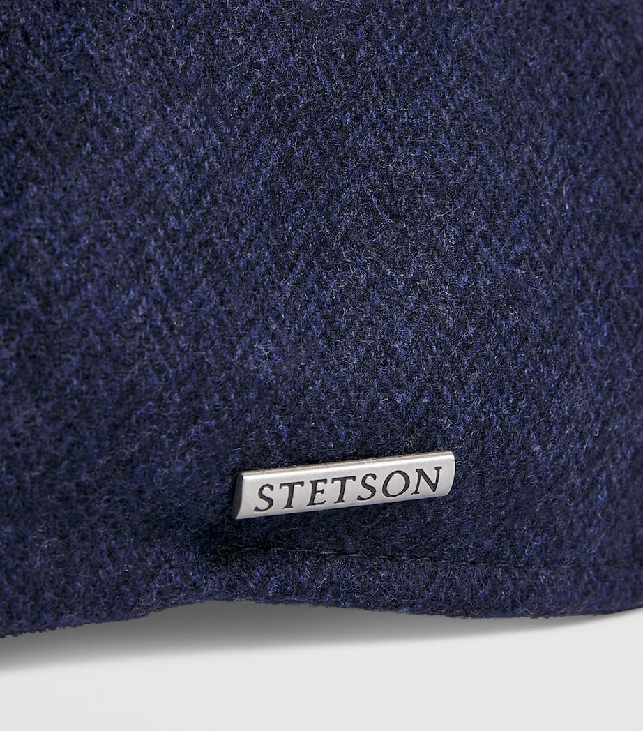 Wool-Blend Herringbone Texas Flat Cap 321 - NAVY HERRING Image 4