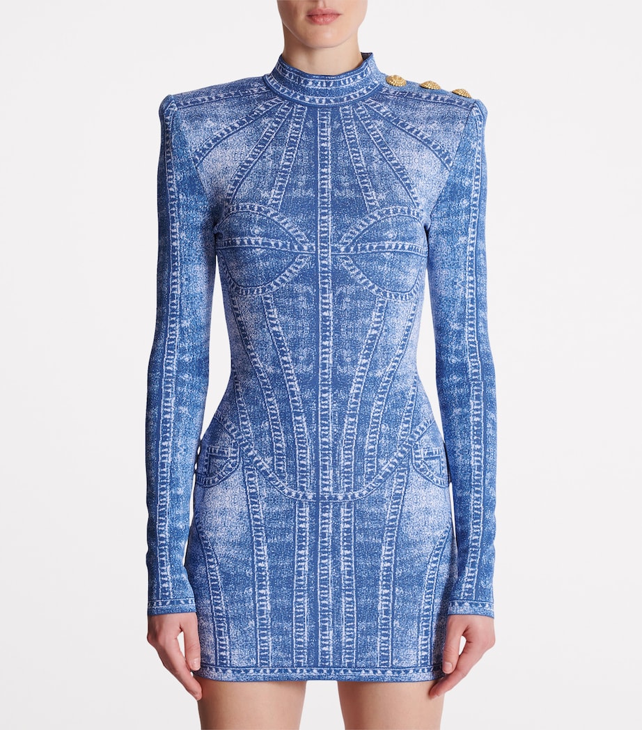 Jacquard Denim-Effect Mini Dress 6FF BLEU JEAN Image 5