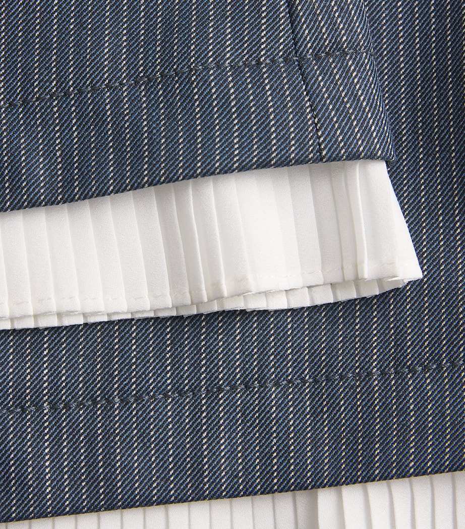 Pinstripe Wide-Leg Trousers BLUE Image 5