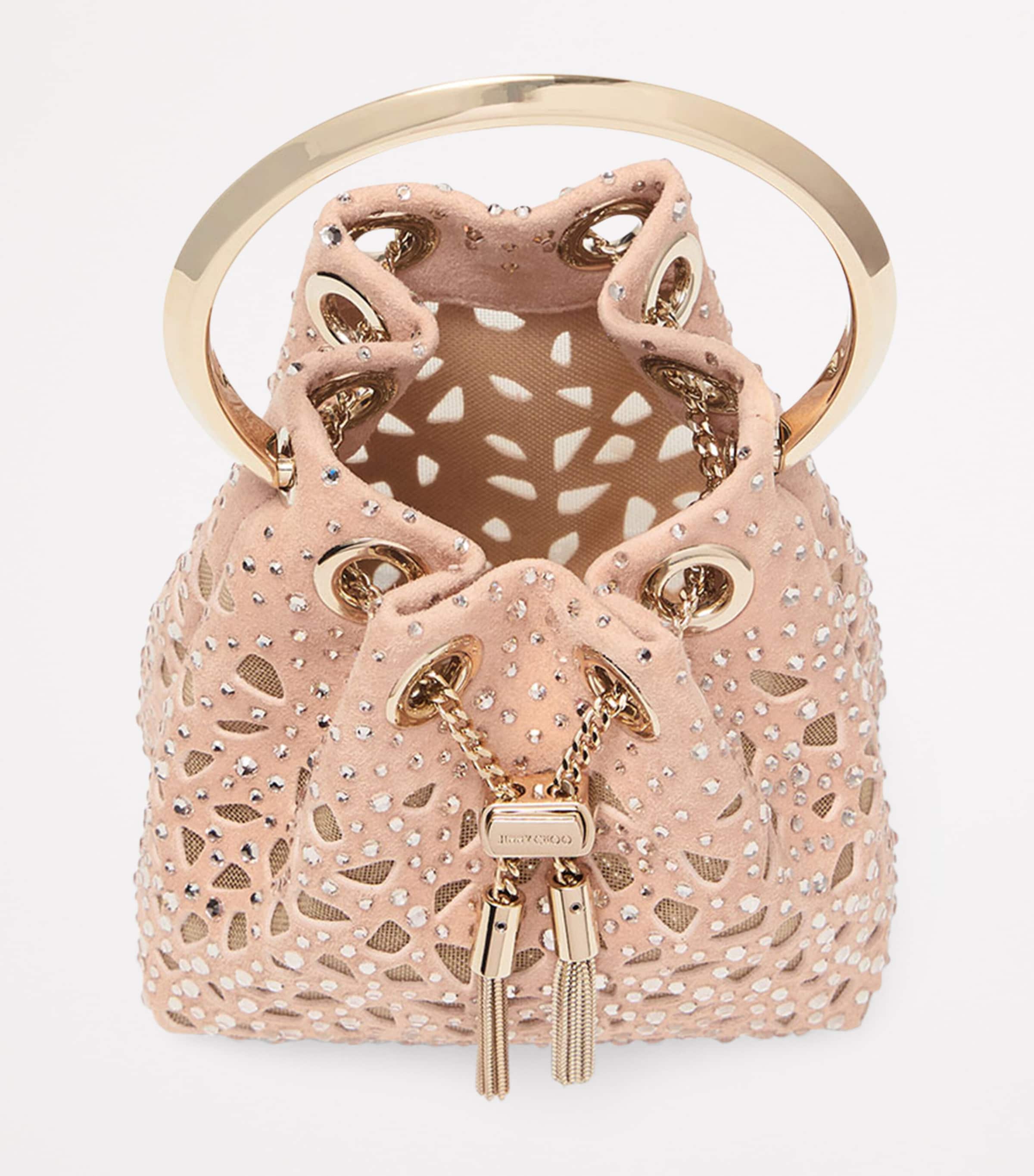 JIMMY CHOO Micro Bon Bon レザー バッグ Micro Bon Bon | Black Vintage Metallic Leather Mini Bag
