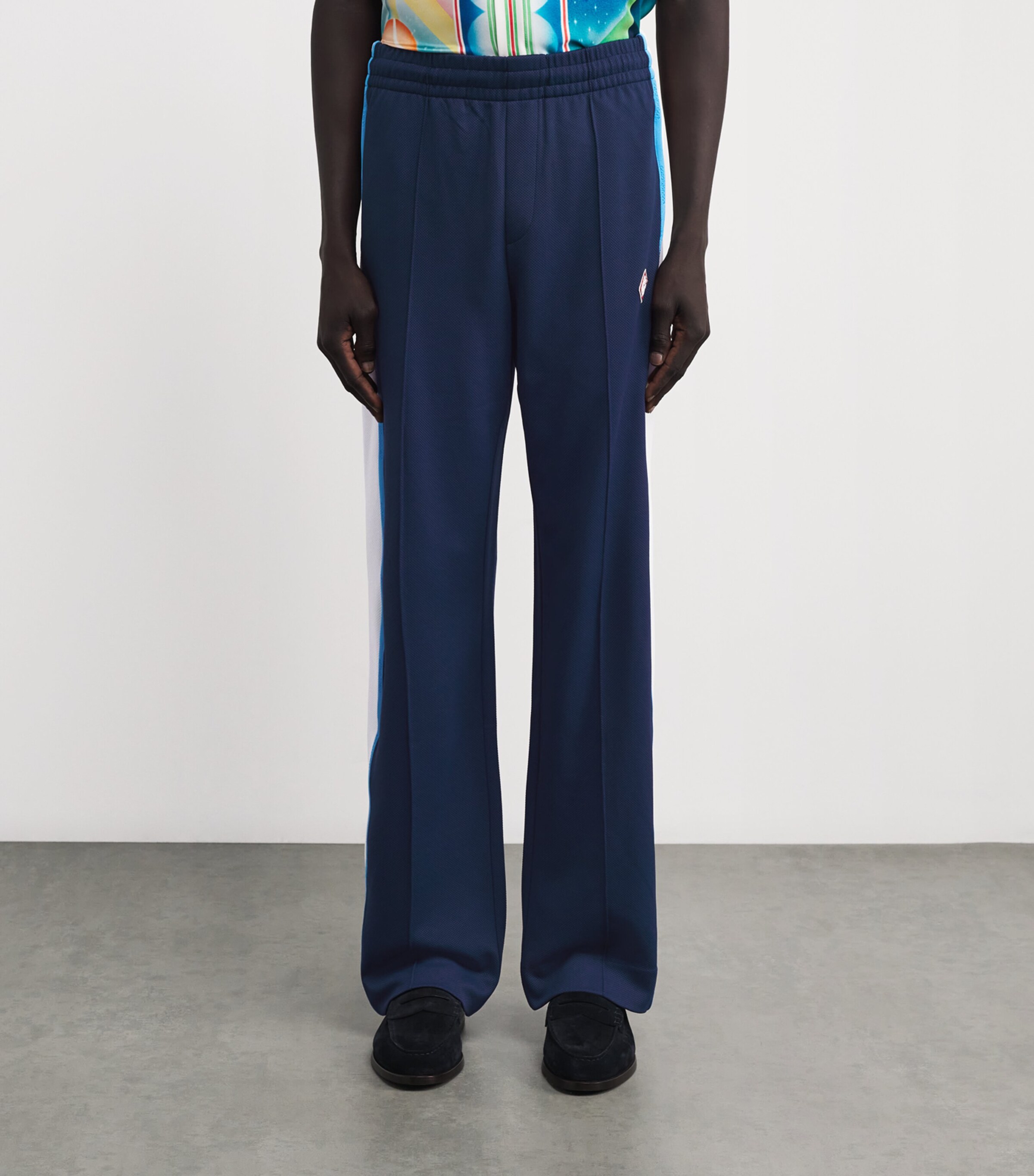 Casablanca Mens Piqué Track Pants Navy / White Image 3