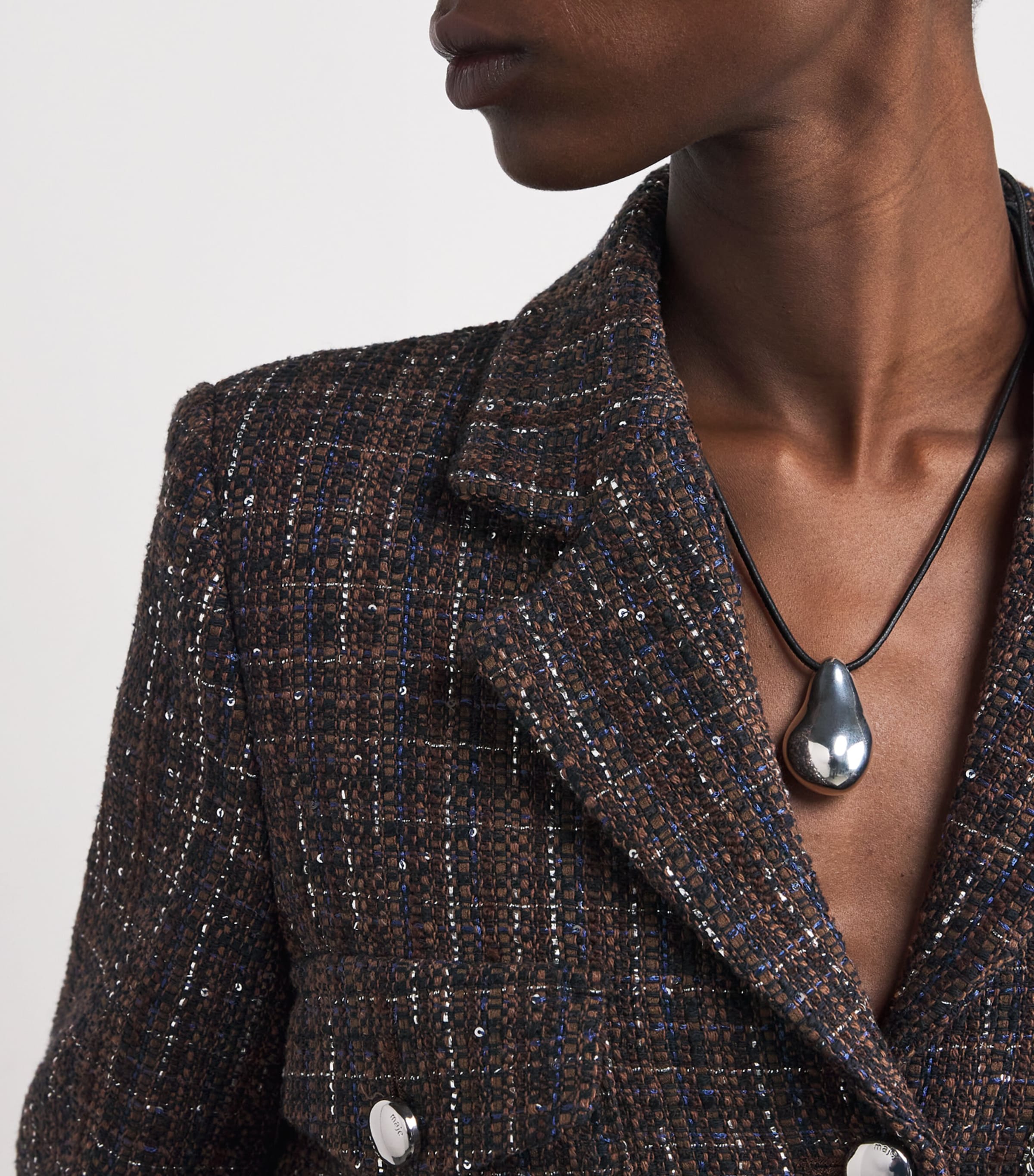 Tweed Cropped Jacket BROWN Image 6