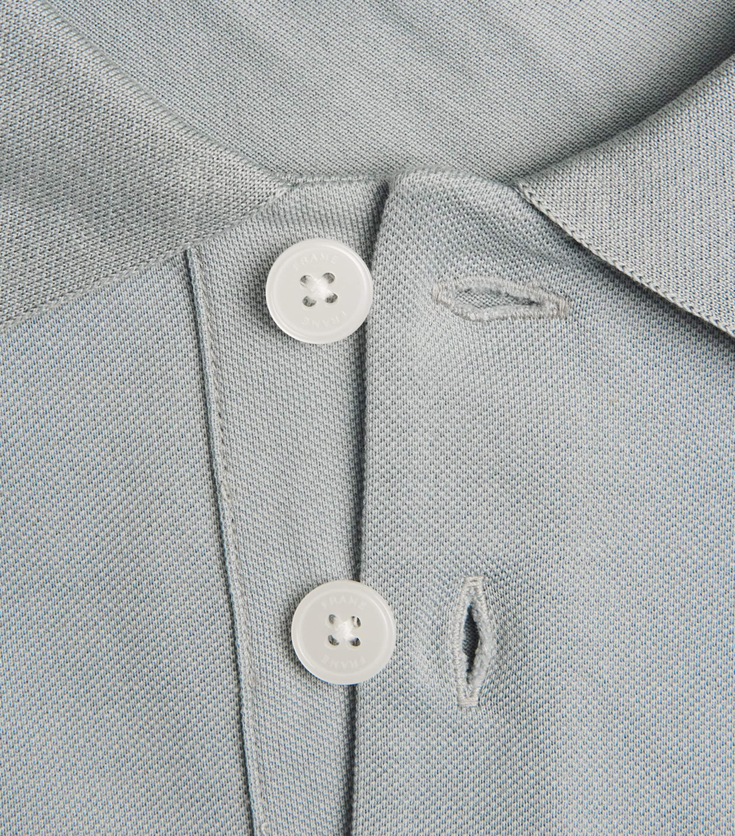 FRAME Mens Cotton Piqué Polo Shirt Blue Grey Image 6