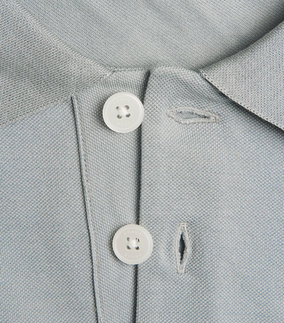 FRAME Mens Cotton Piqué Polo Shirt Blue Grey Image 6