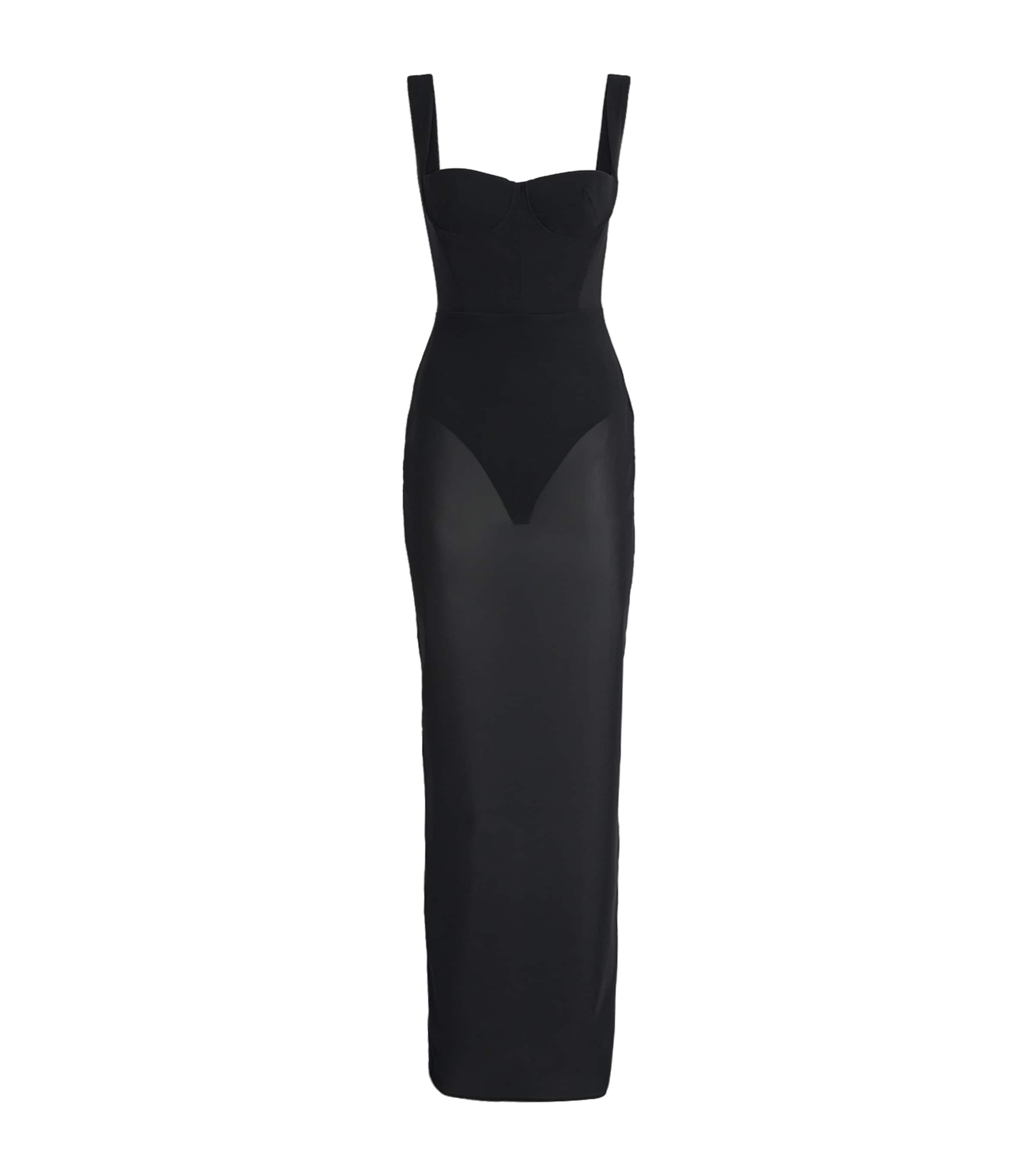 Mesh Column Maxi Dress BLACK Image 1