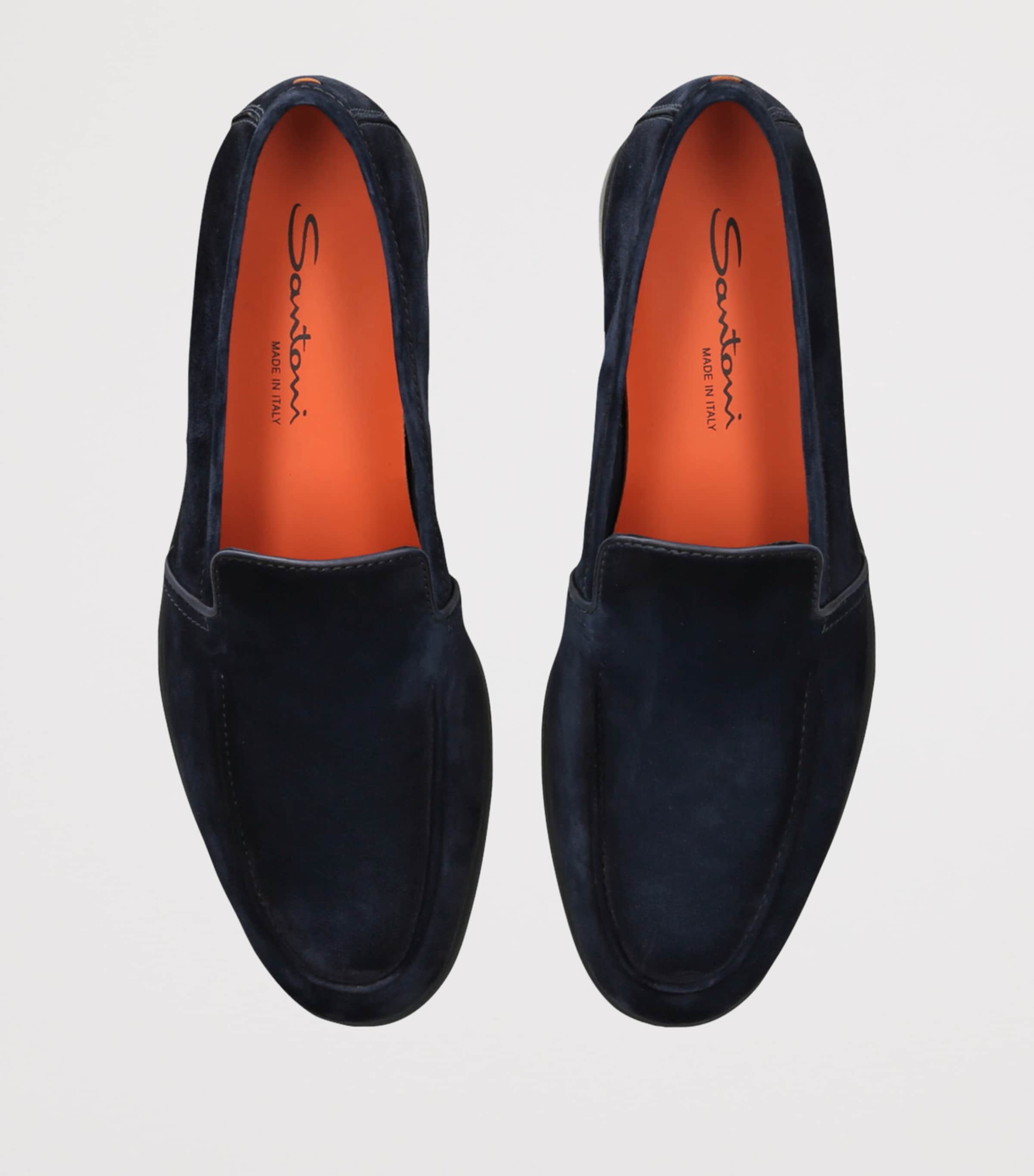 Santoni Suede Malibu Loafers Navy Image 4