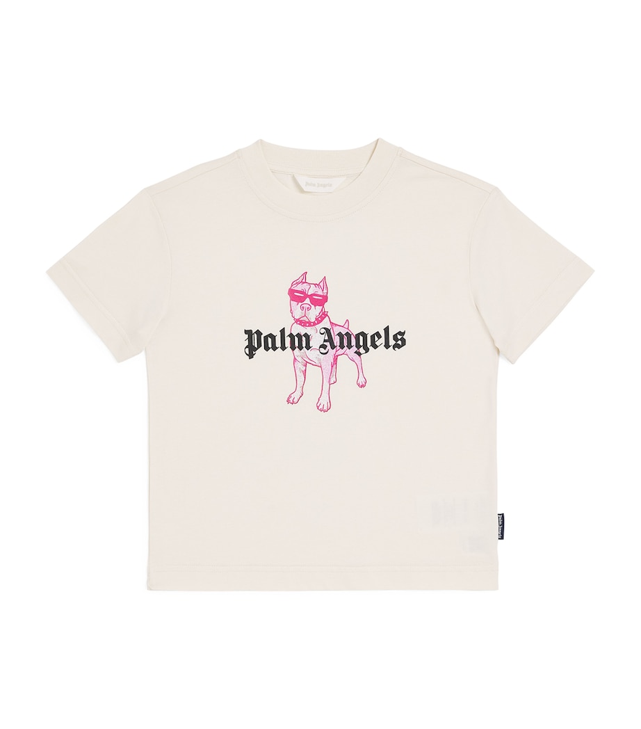 Palm Angels Kids Cotton Dog T-Shirt (4-12+ Years) White Image 1
