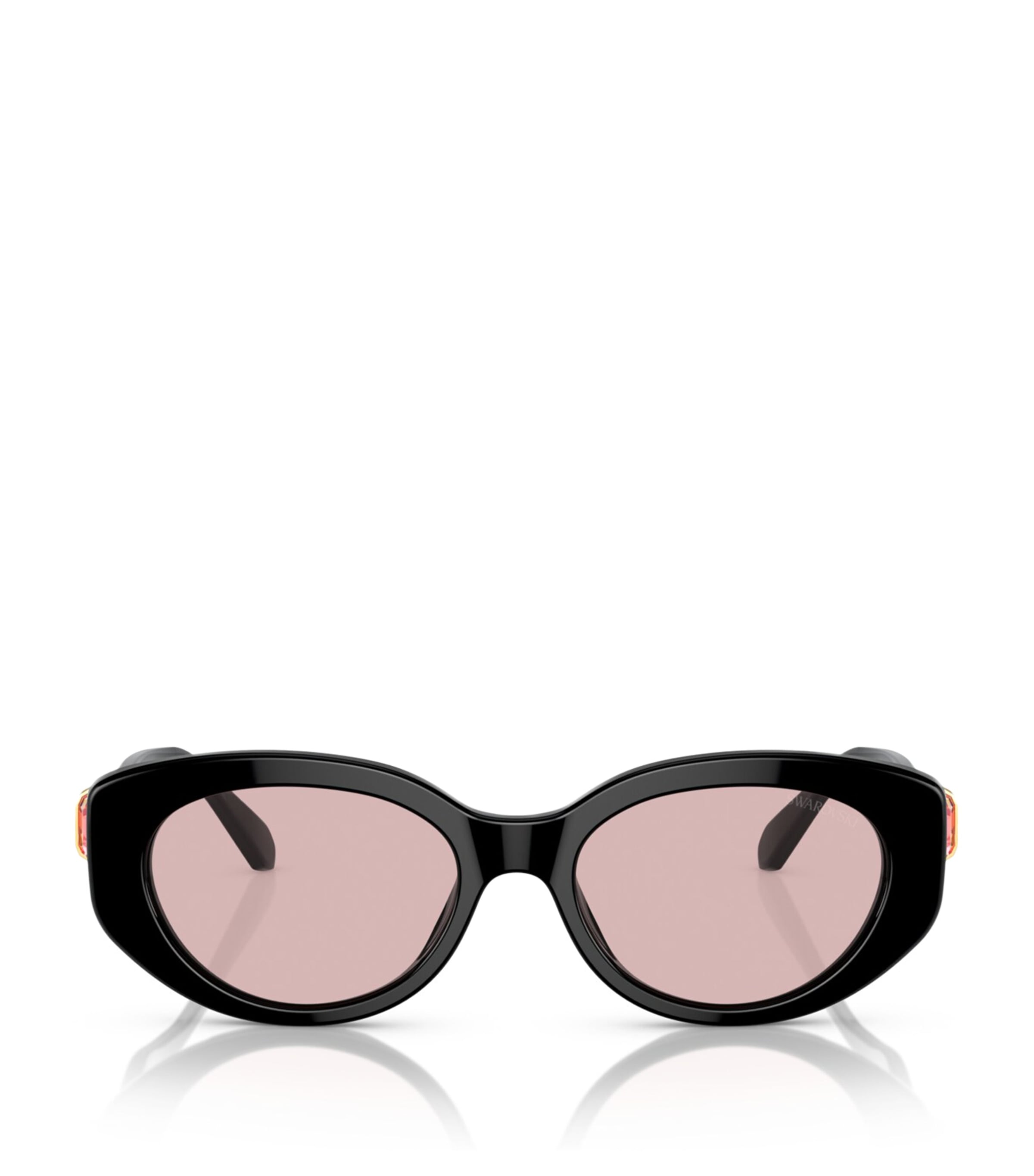 Swarovski Sk6002 Oval-frame Gem-embellished Acetate Sunglasses In Black