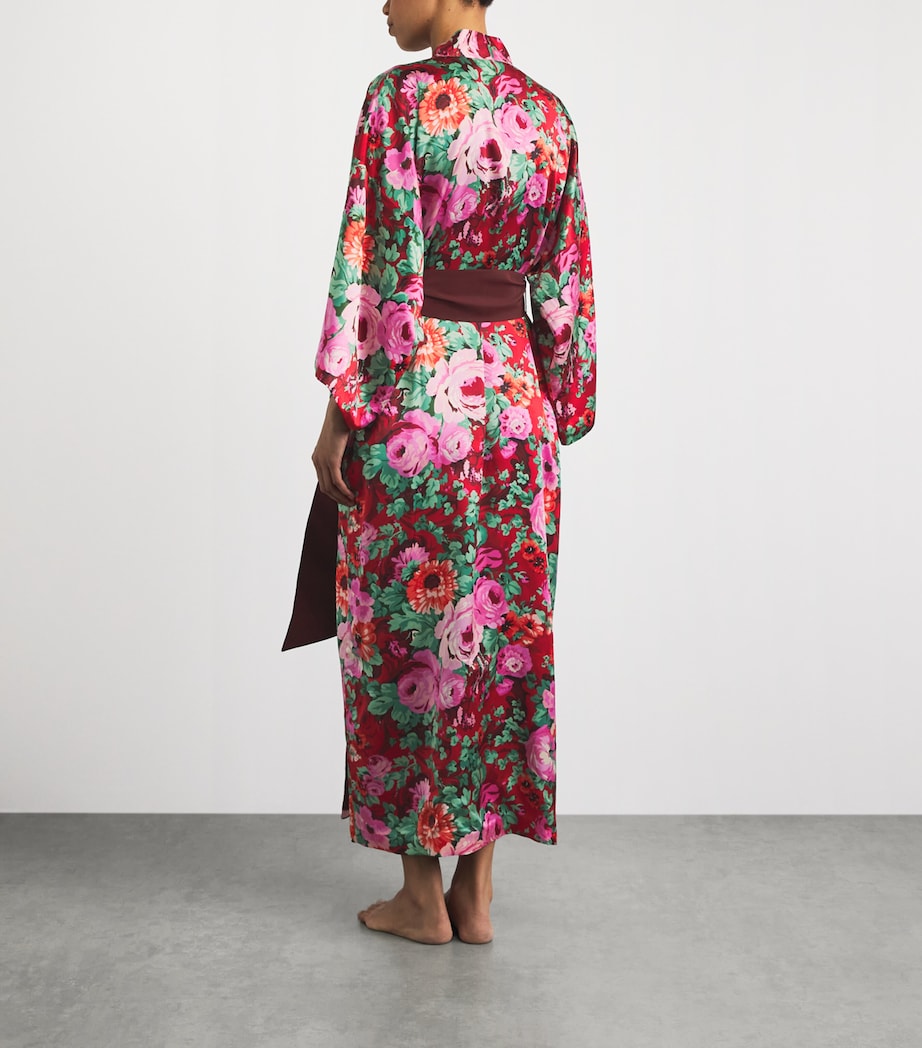 Olivia von Halle Womens Silk Floral Queenie Robe Moulin Image 4