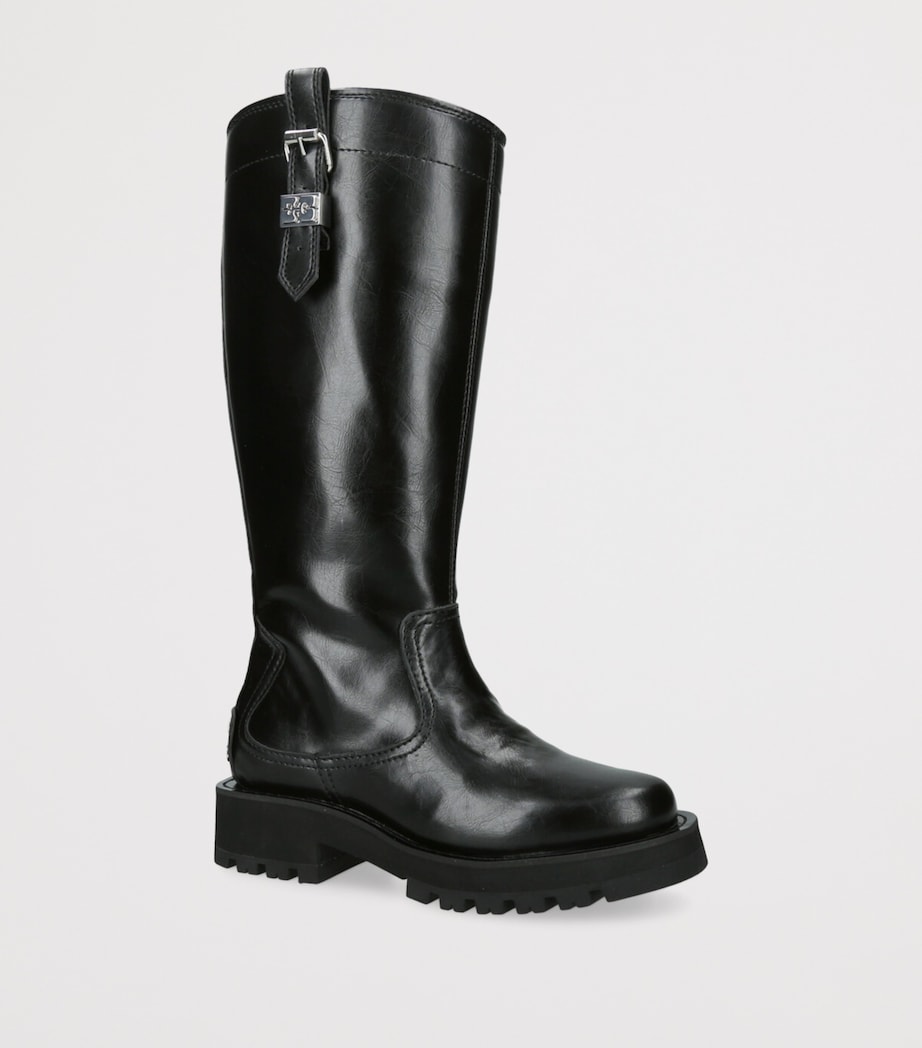 Crinkled Faux Leather Boots DARK BROWN Image 3