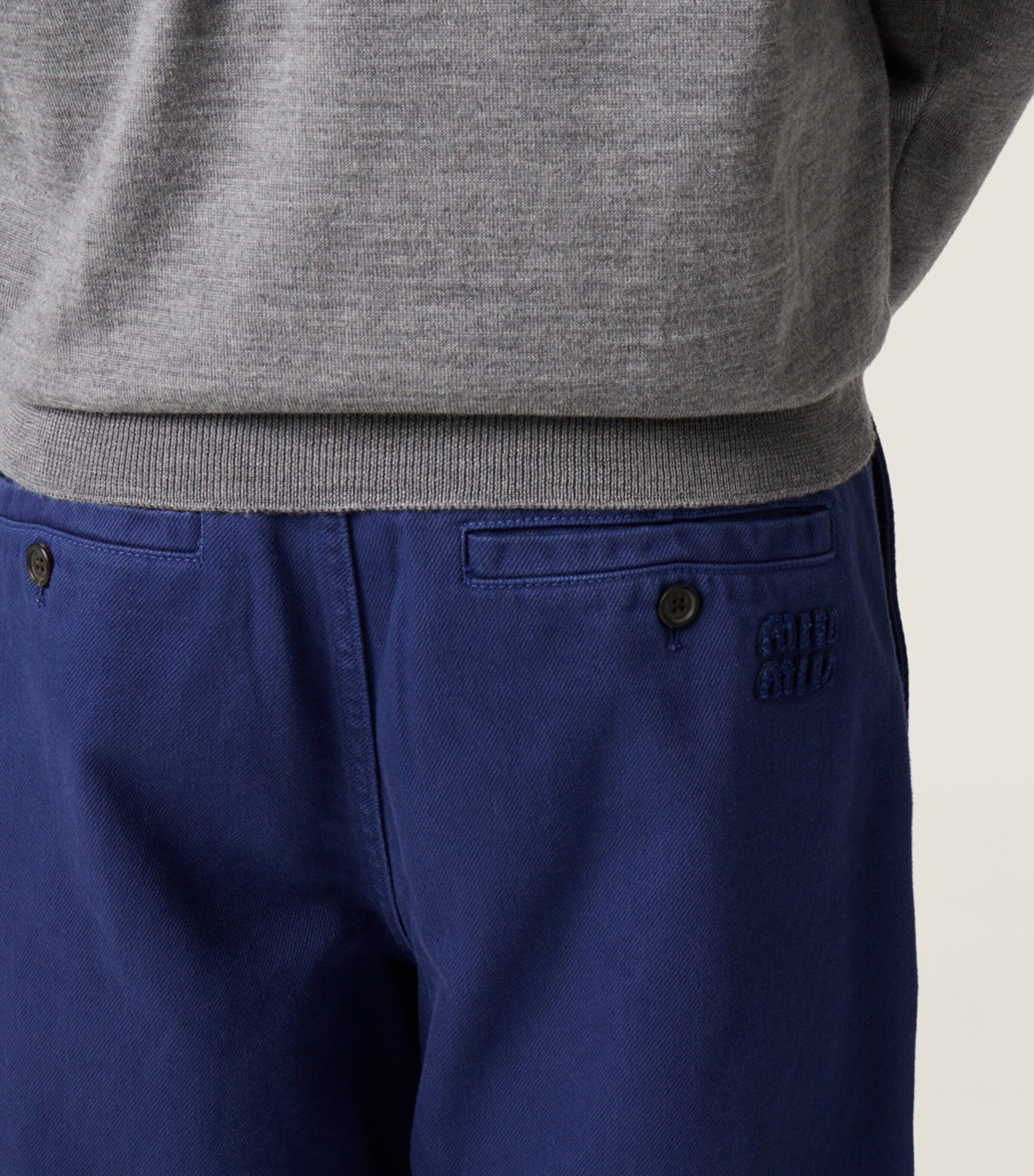Miu Miu Womens Cotton Gabardine Straight Trousers Blue Image 6