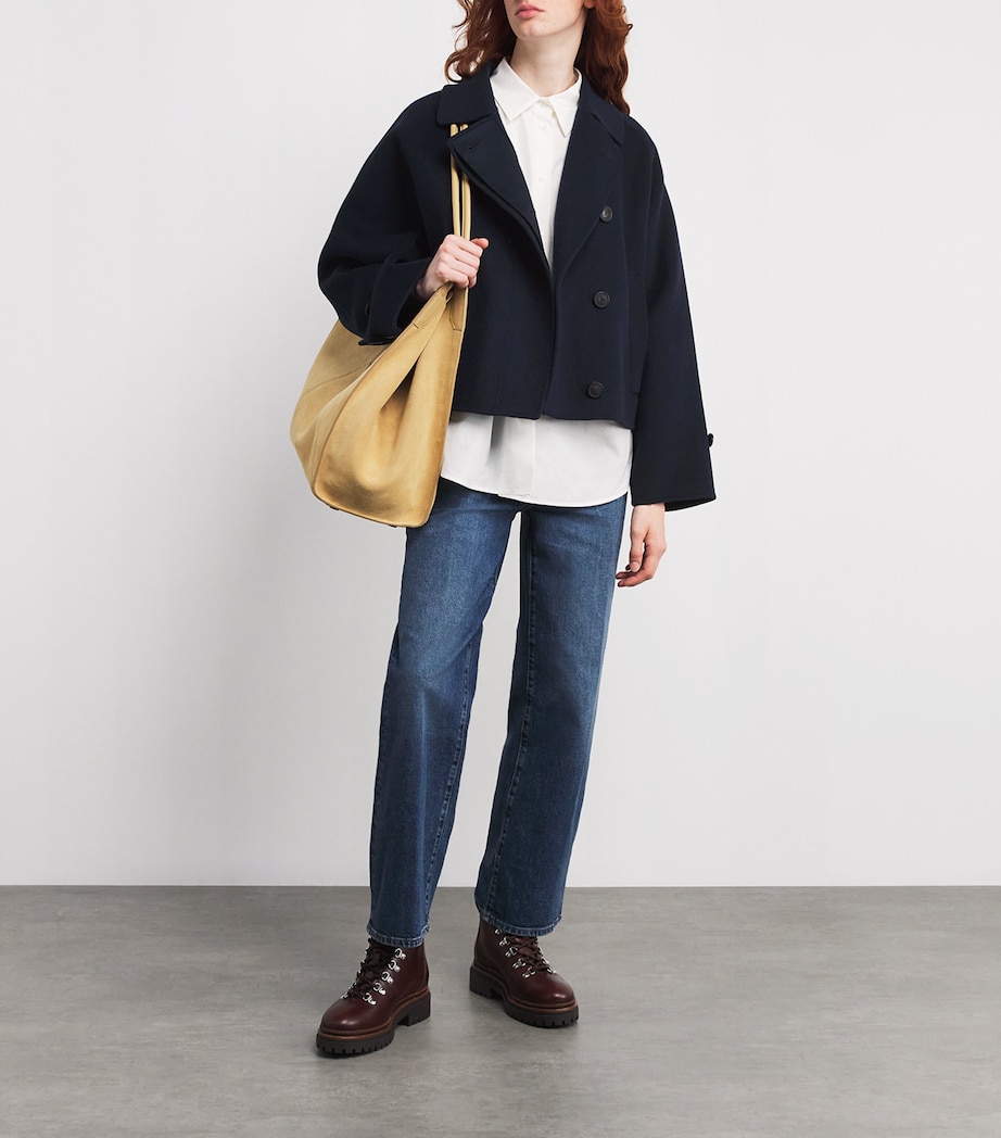 Virgin Wool Cropped Coat NAVY Image 2