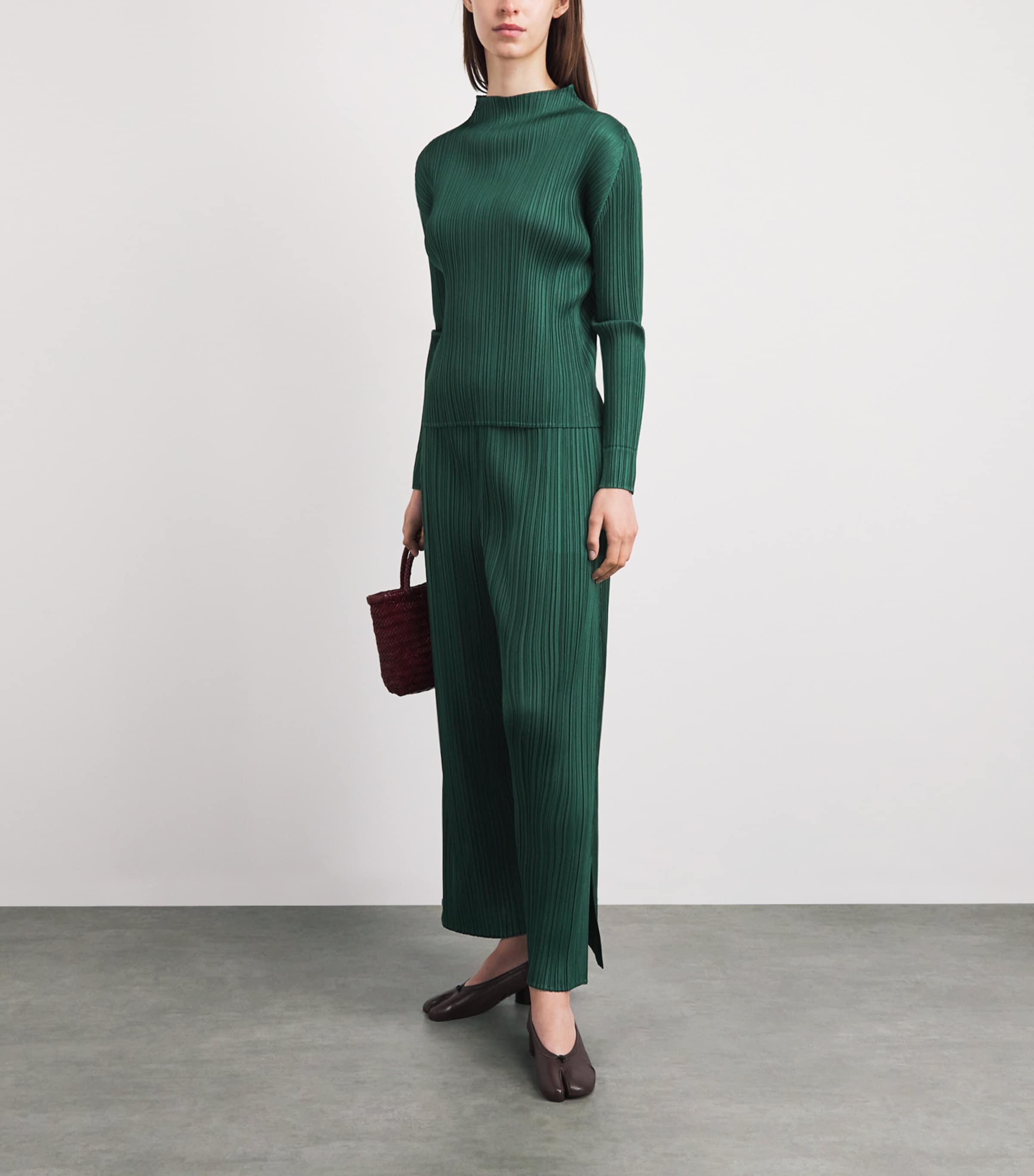 Pleats Please Issey Miyake Womens Monthly Colors Trousers Dark Green Image 2