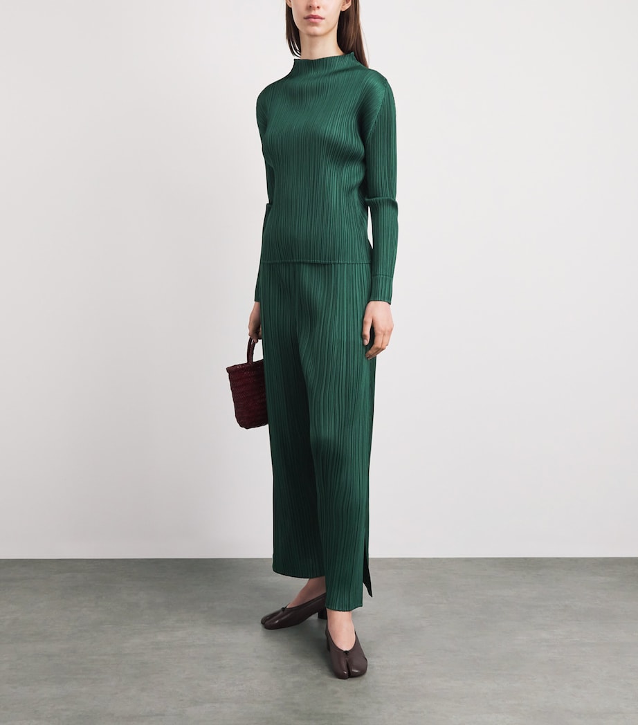 Pleats Please Issey Miyake Womens Monthly Colors Trousers Dark Green Image 2