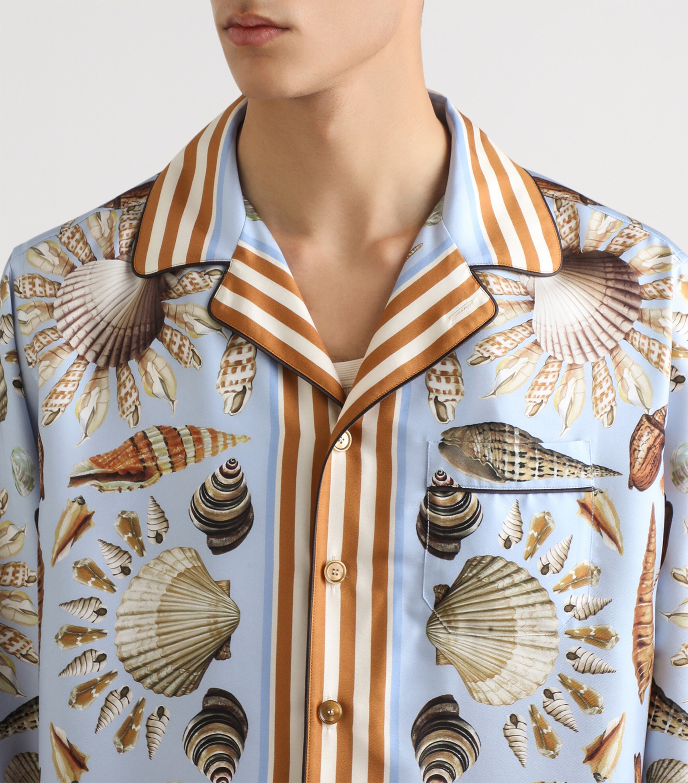 Dolce&Gabbana Mens Silk Shell Print Shirt Conchigli Image 4