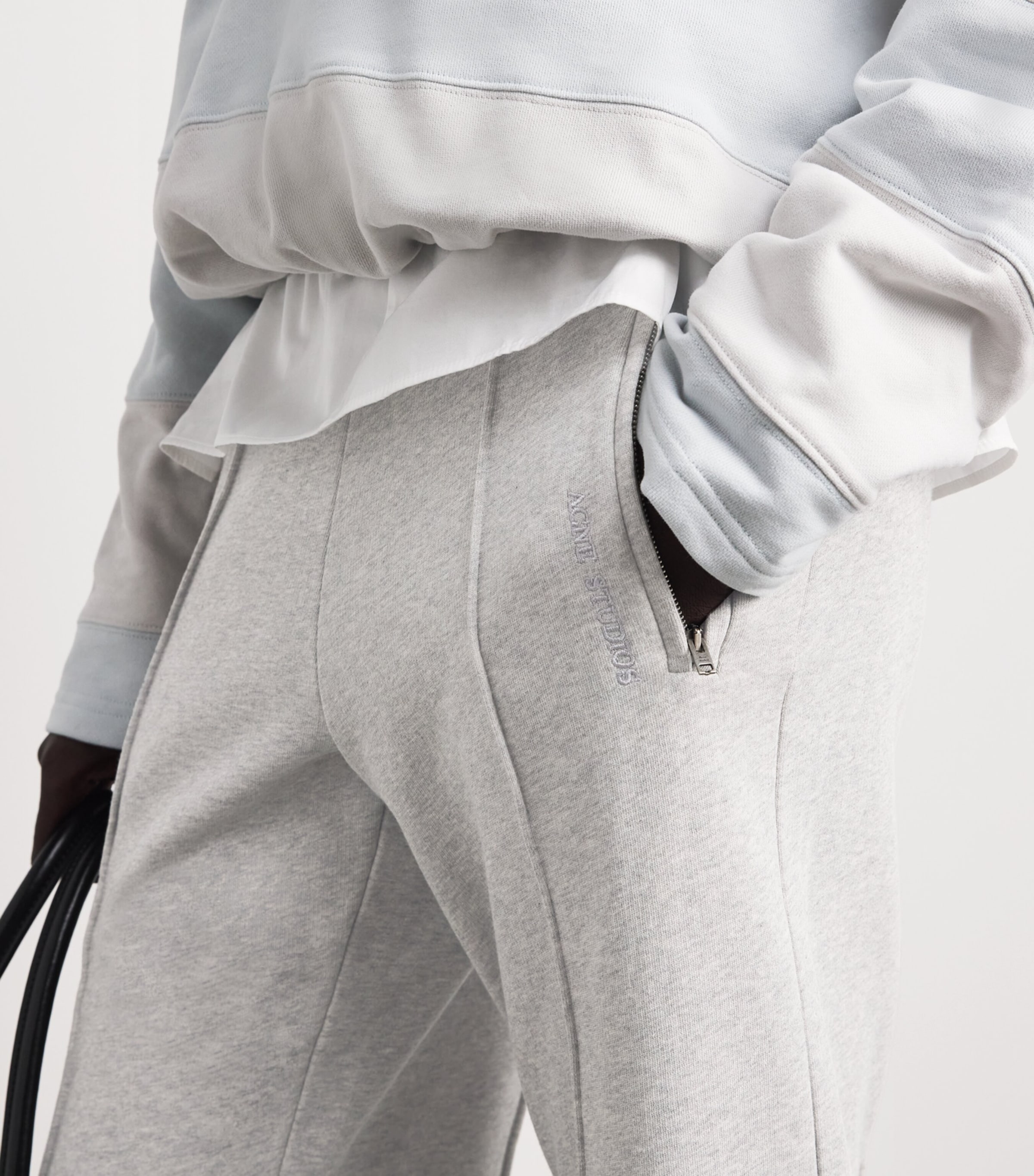 Acne Studios Womens Cotton Logo Sweatpants Grey Melange Image 3