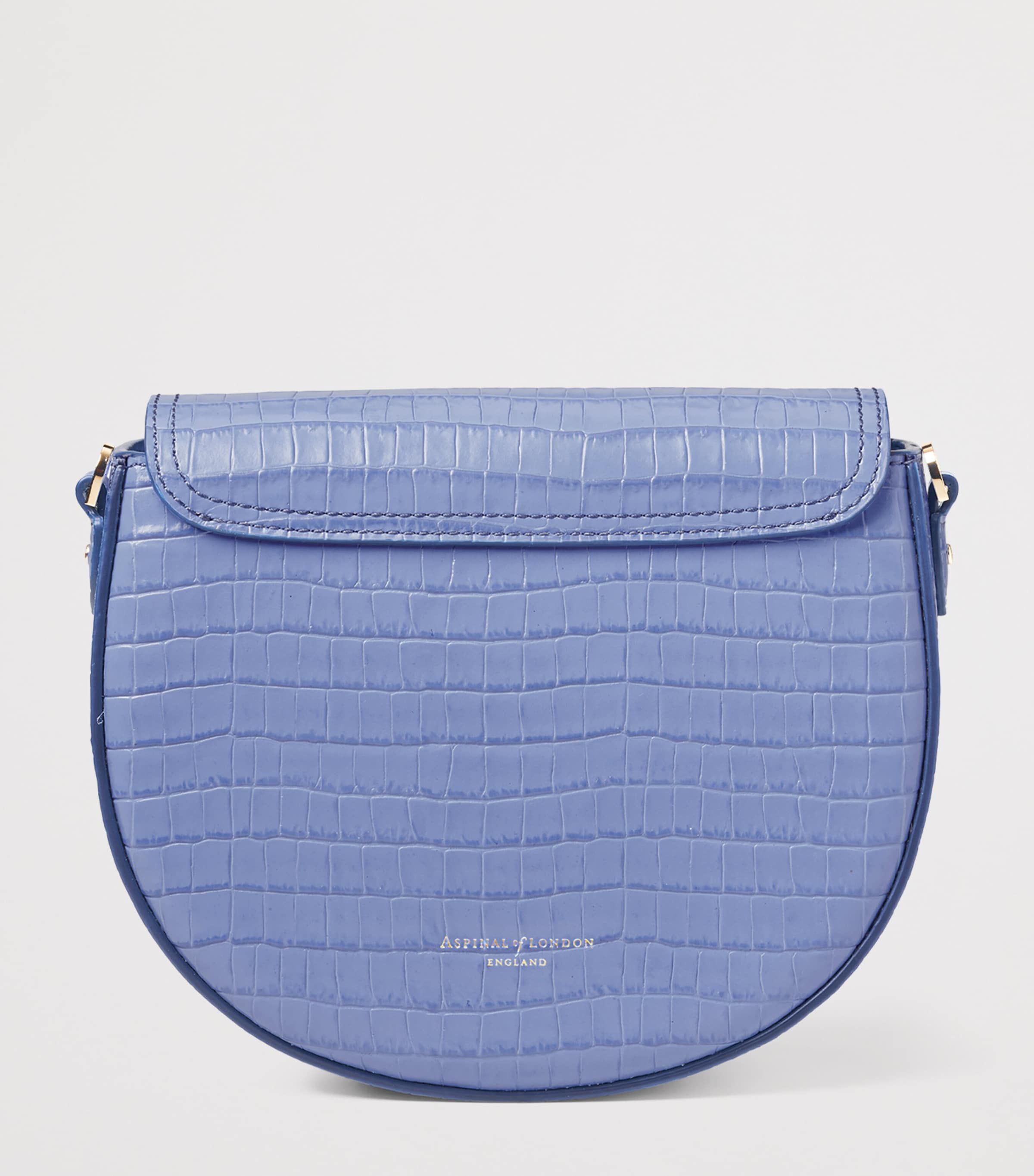 Aspinal Of London Leather Croc-Embossed Portobello Cross-Body Bag Capri Blue Image 3