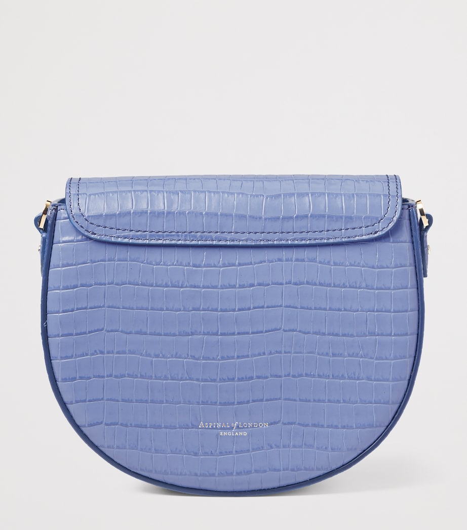 Aspinal Of London Leather Croc-Embossed Portobello Cross-Body Bag Capri Blue Image 3