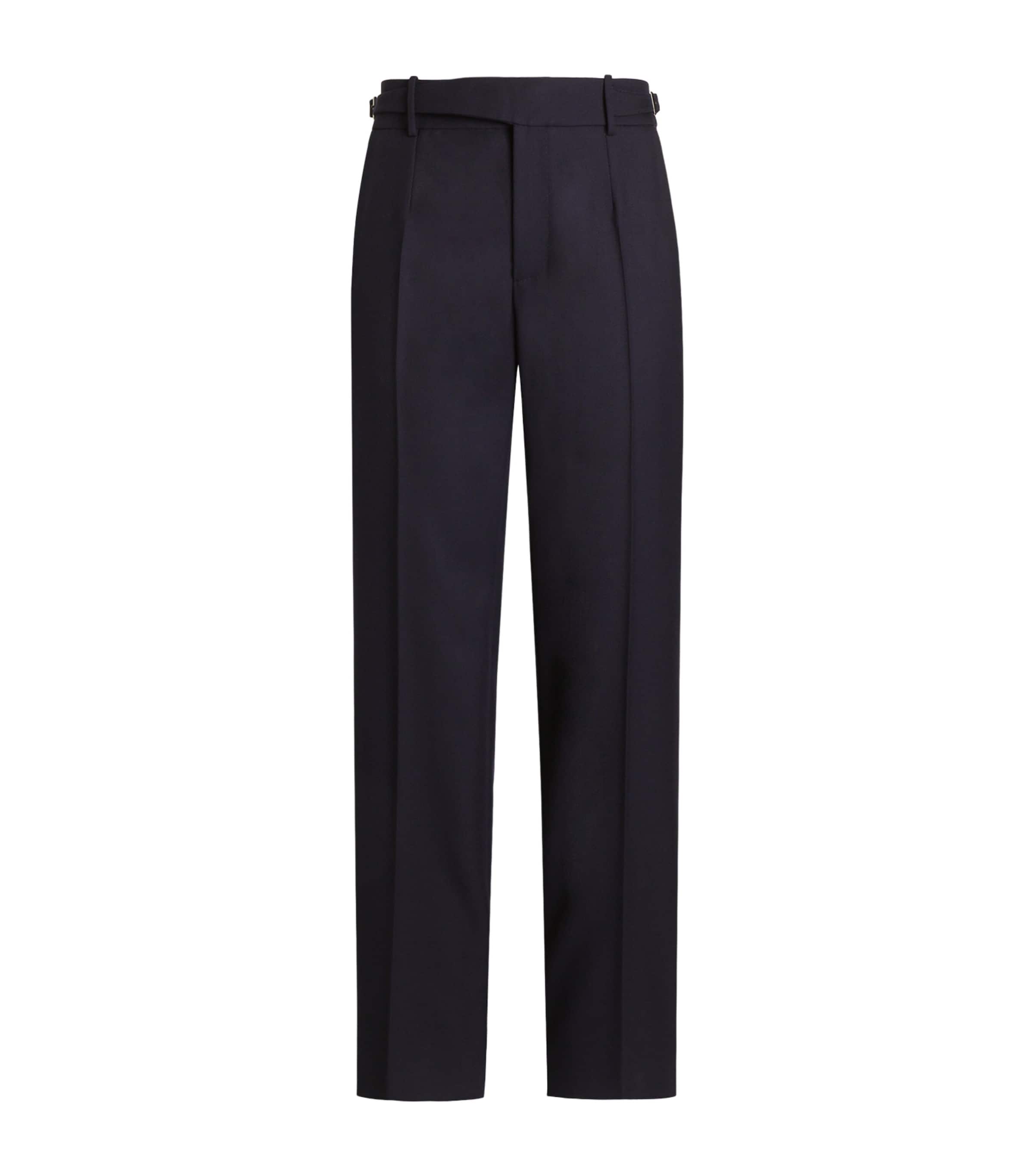 Dolce&Gabbana Mens Virgin Wool Pleated Trousers Dark Blue Image 1