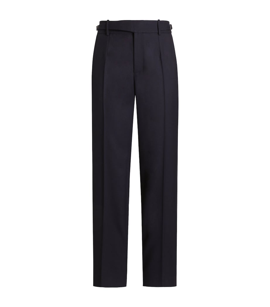 Dolce&Gabbana Mens Virgin Wool Pleated Trousers Dark Blue Image 1