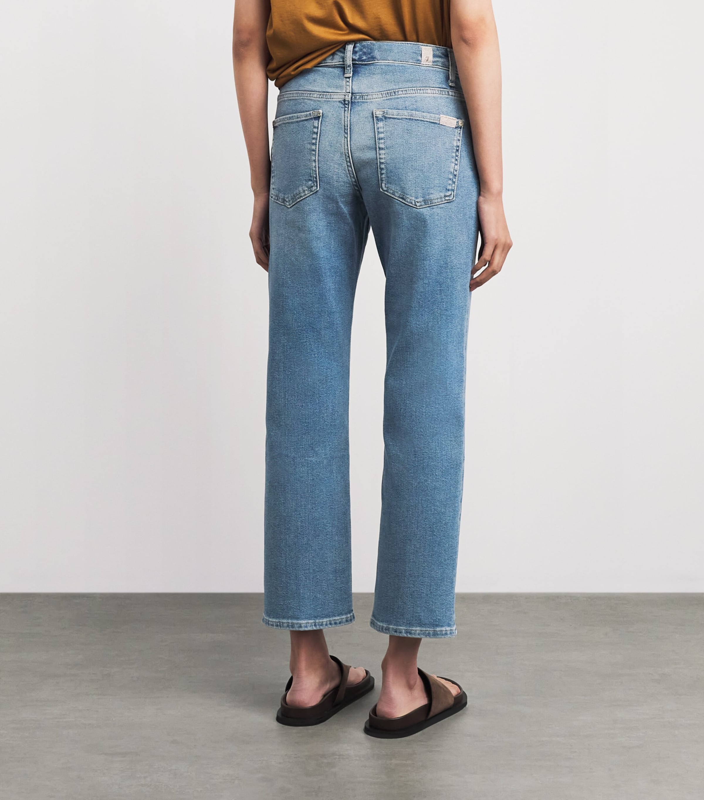 7 For All Mankind Womens Calie Mid-Rise Straight Jeans Aquashade Image 5