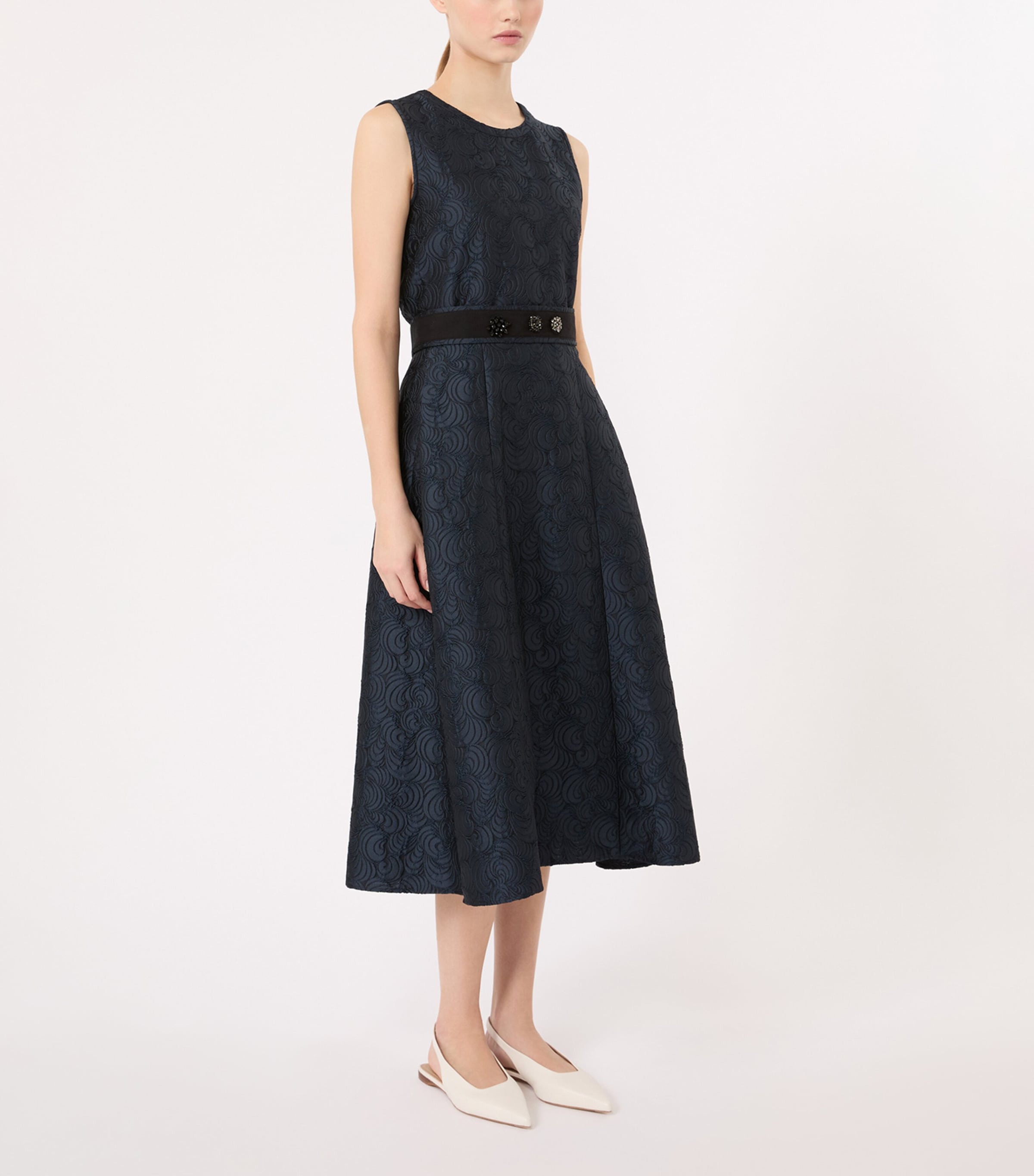 Max Mara Womens Crystal Jacquard Midi Dress Midnightblue Image 3