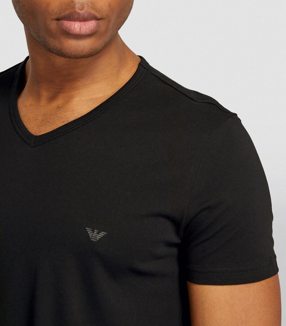 V-Neck Cotton Eagle T-Shirt 00020 BLACK Image 5