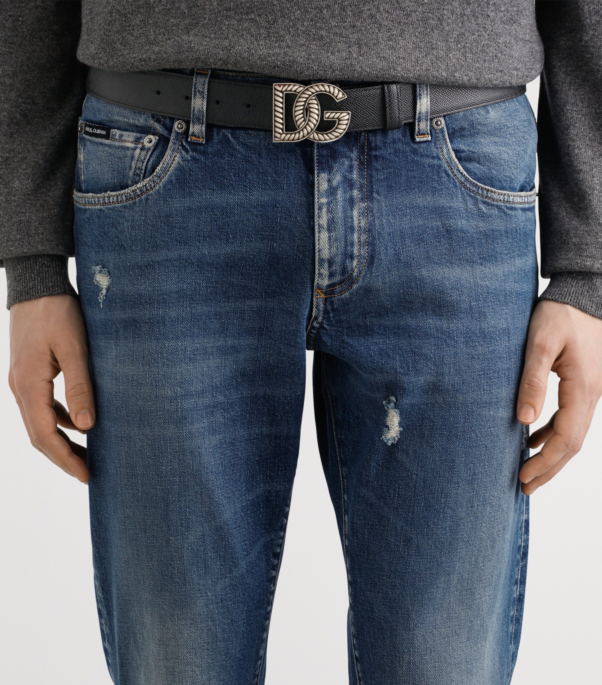 Calfskin Logo Belt 8B956-BLACK/BLACK Image 2