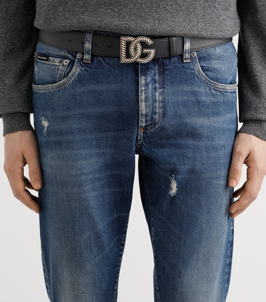 Calfskin Logo Belt 8B956-BLACK/BLACK Image 2