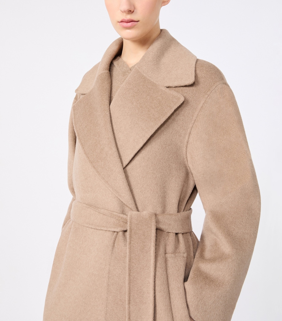 Max Mara Womens Wool-Cashmere Belted Wrap Coat Clay Image 5