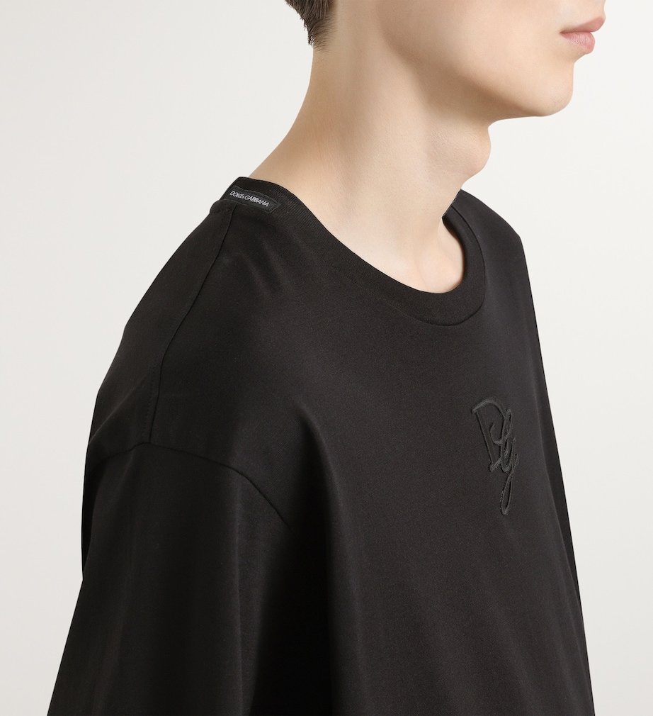 Cotton Embroidered Logo T-Shirt N0000-BLACK Image 4