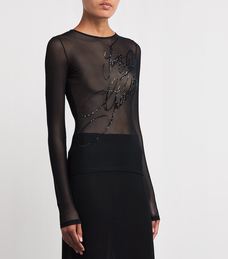 Mesh Sequin-Branded T-Shirt 00-BLACK Image 3