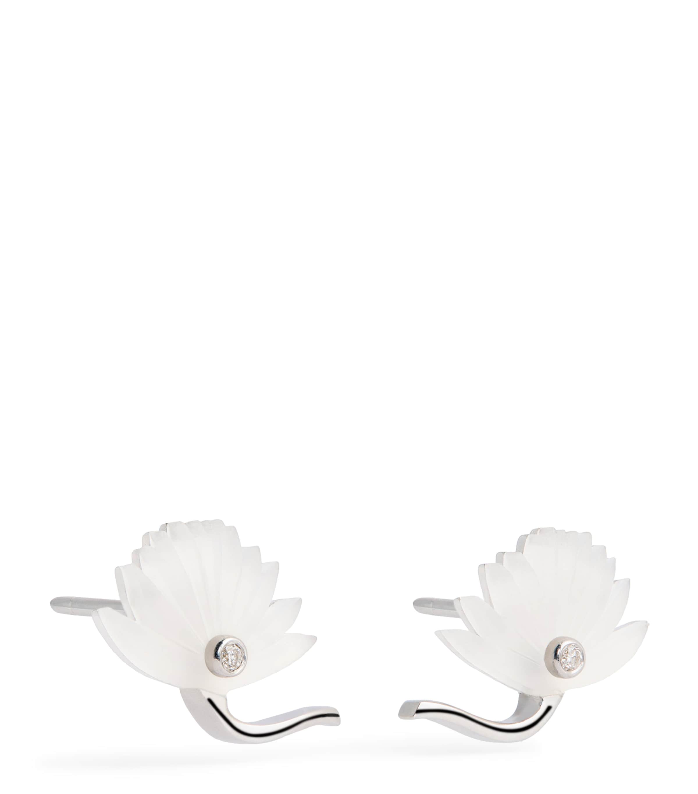 L'atelier Nawbar White Gold, Diamond And Mother-of-pearl Psychedeliah Earrings In White