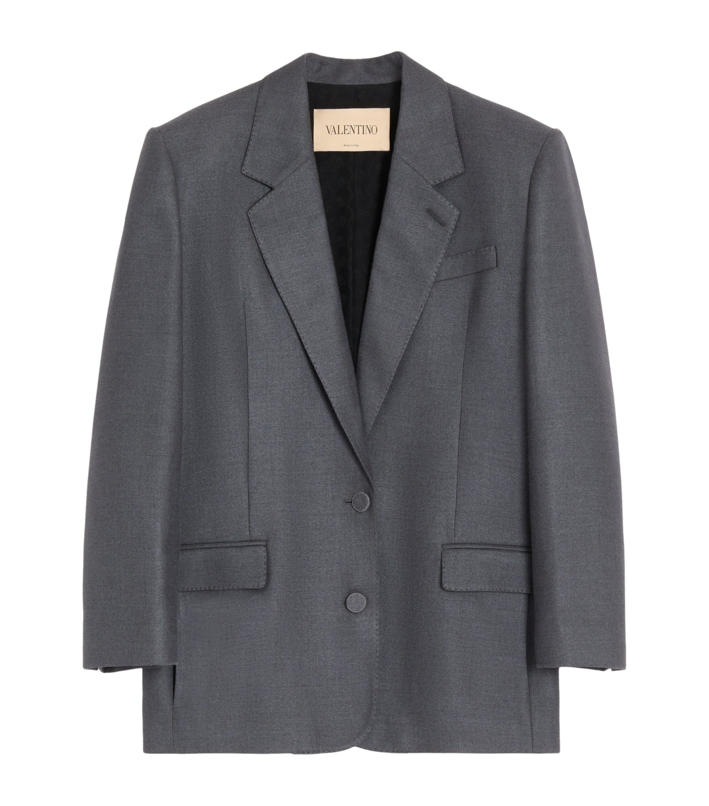 Valentino Wool-silk Blazer In Grey