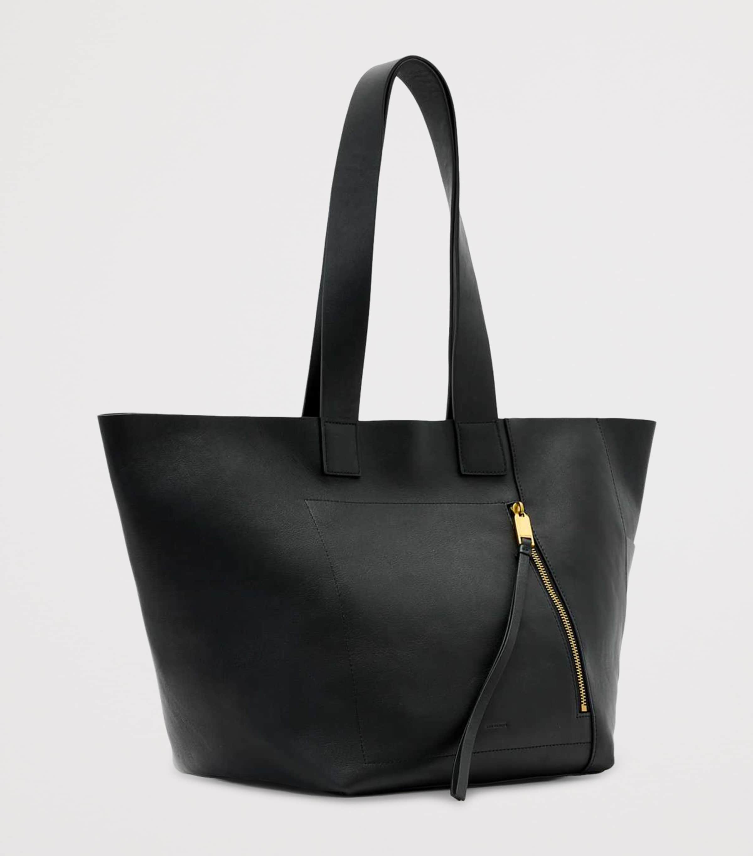 AllSaints Leather Alba East West Tote Bag Black Image 4