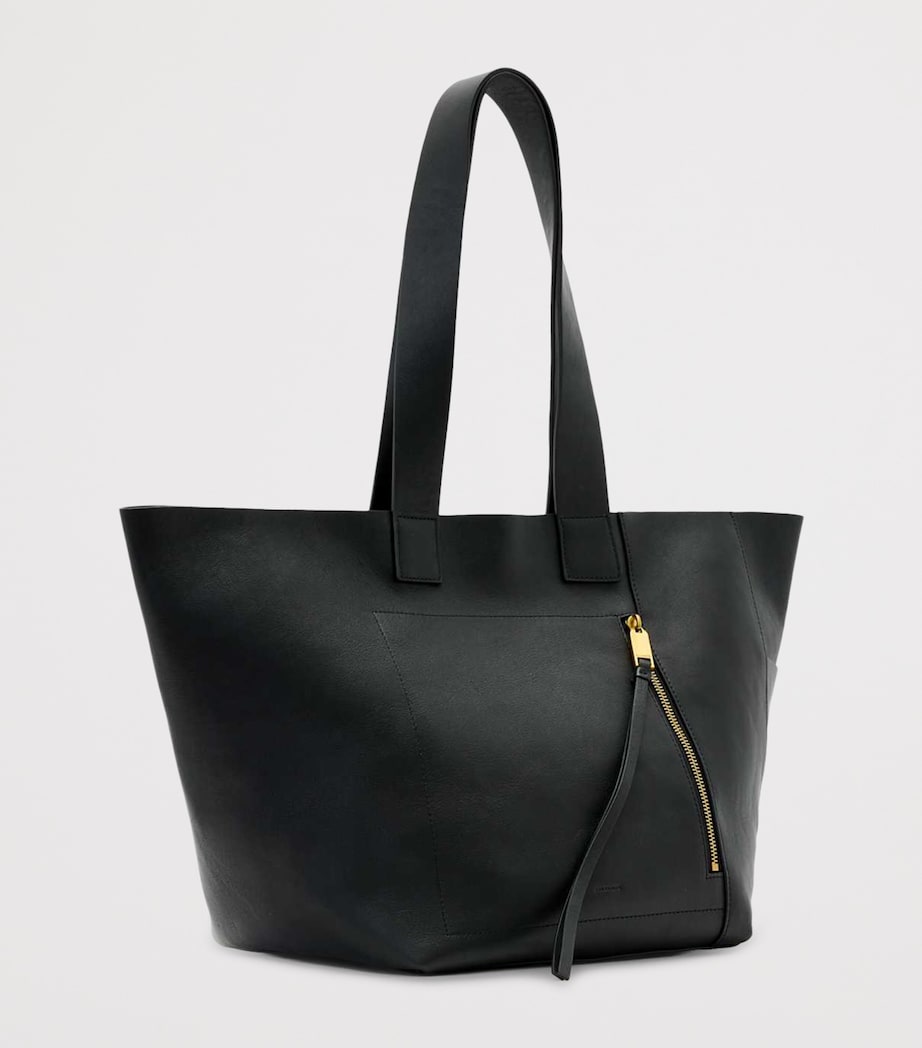 AllSaints Leather Alba East West Tote Bag Black Image 4