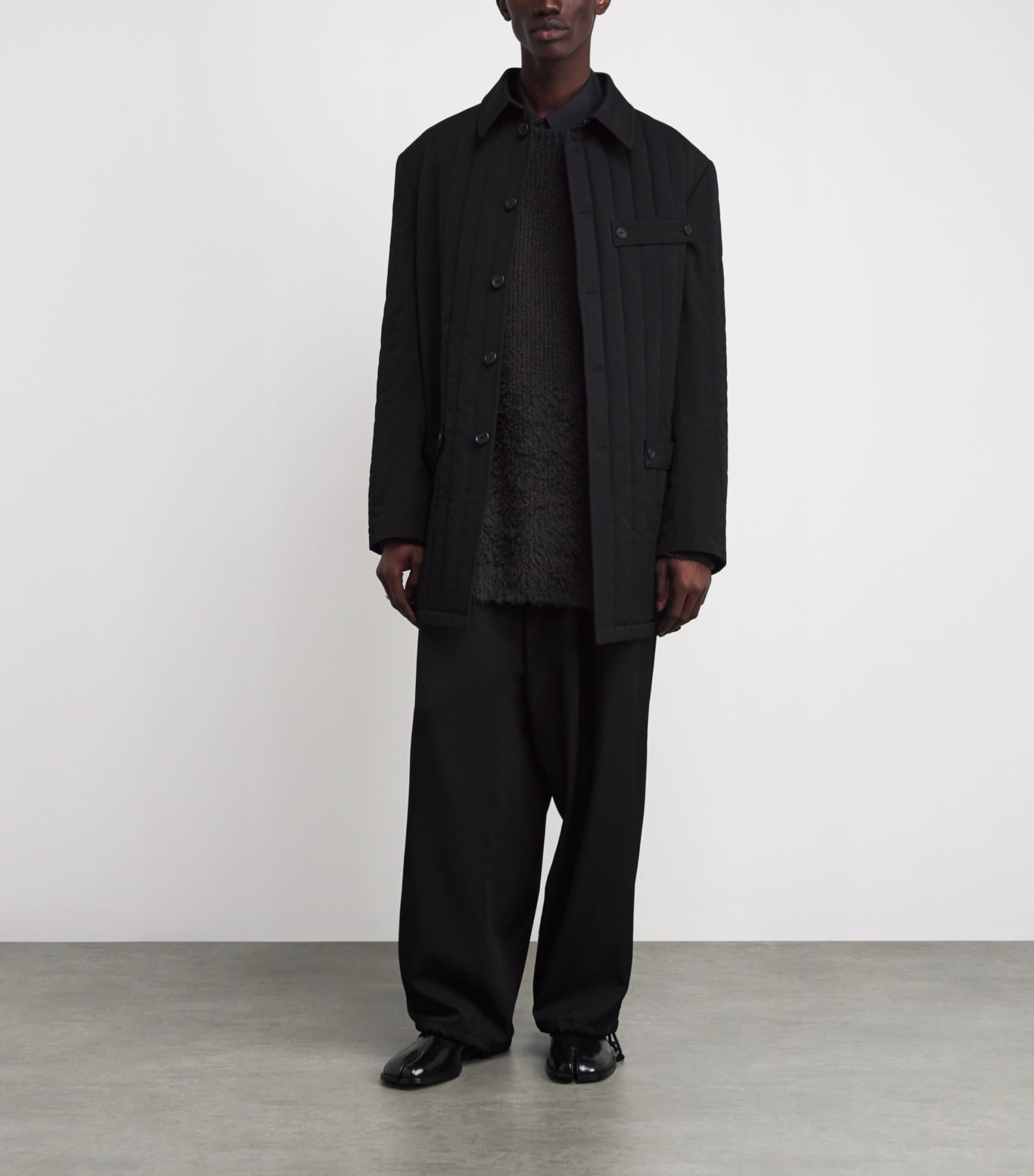 Wool Distressed Graduation Sweater CHARCOAL Image 2