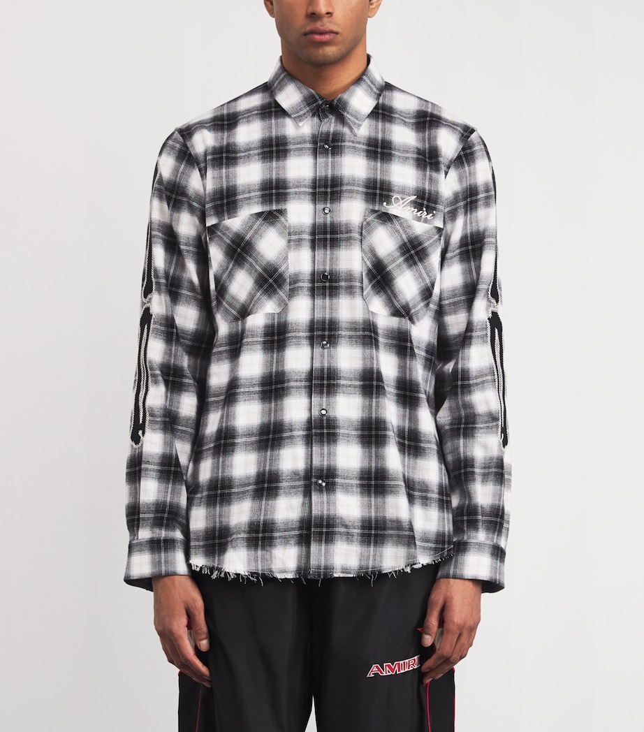 Cotton Flannel Bones Overshirt BLACK Image 3