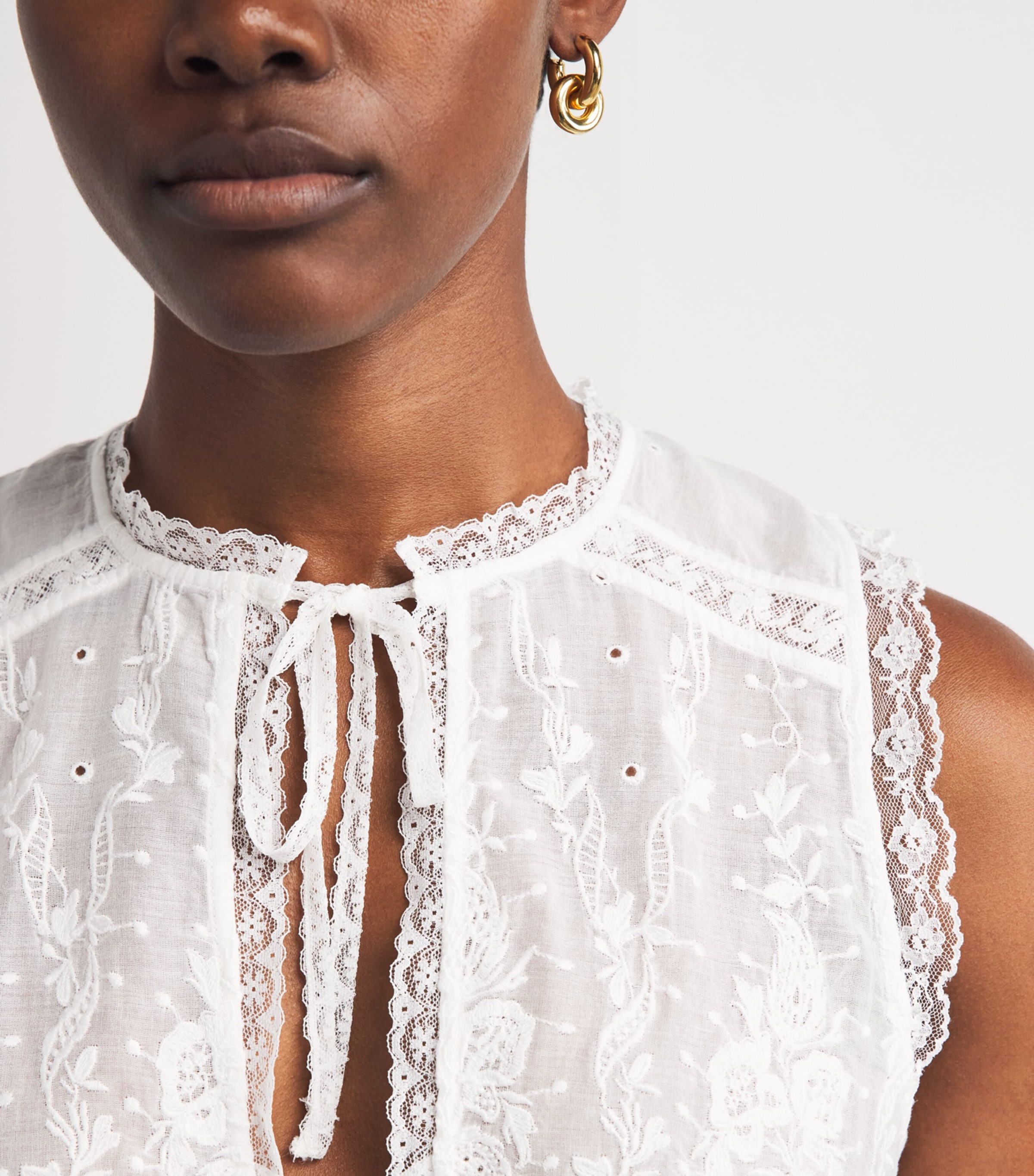 Alice+Olivia Womens Cotton Embroidered Amal Blouse Off White Image 3