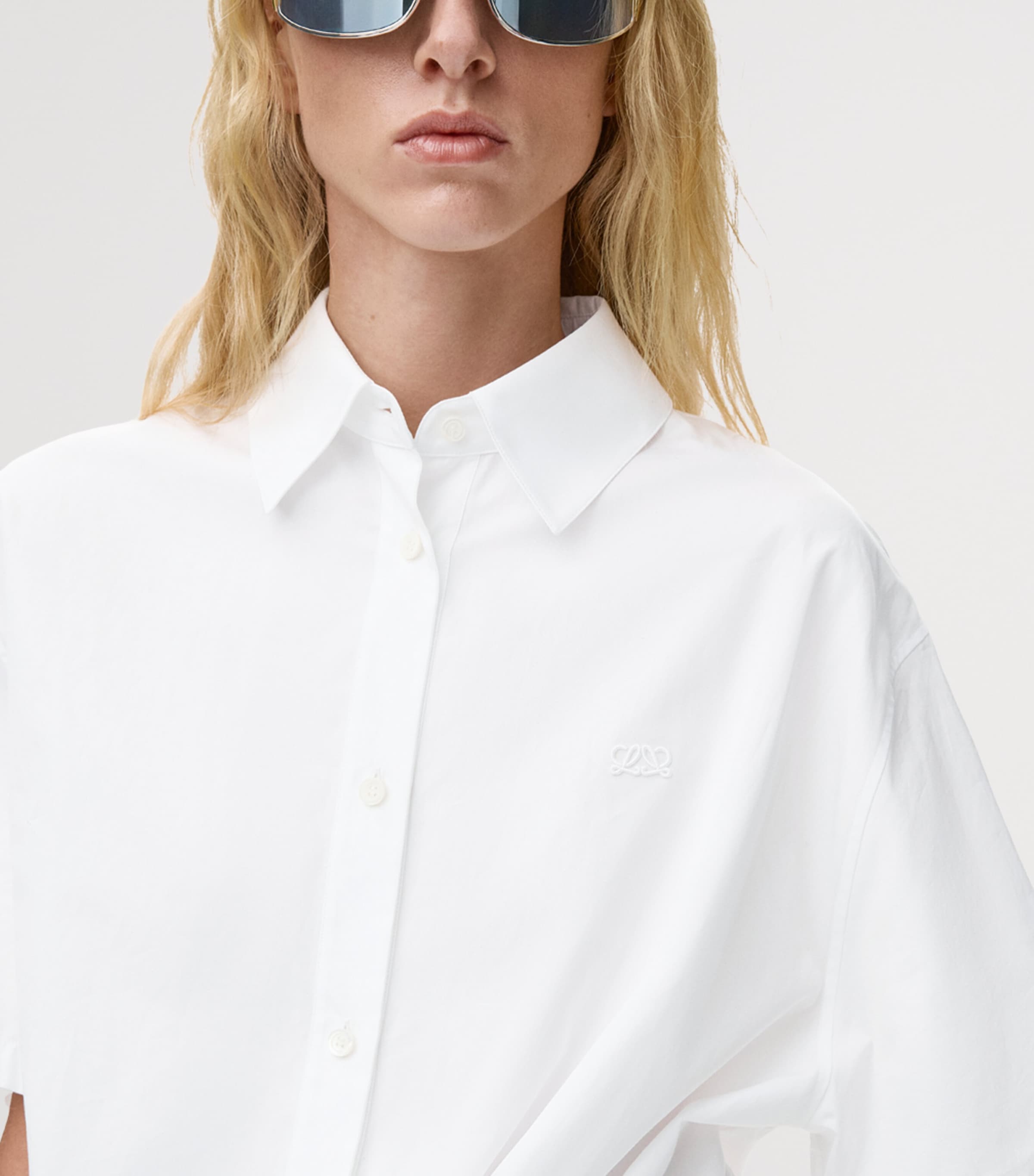 LOEWE Womens Draped Cotton Shirt White Image 5