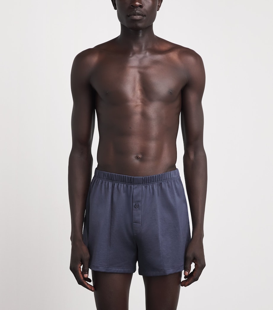 Hanro Mens Cotton Boxer Shorts Stormy Grey Image 2