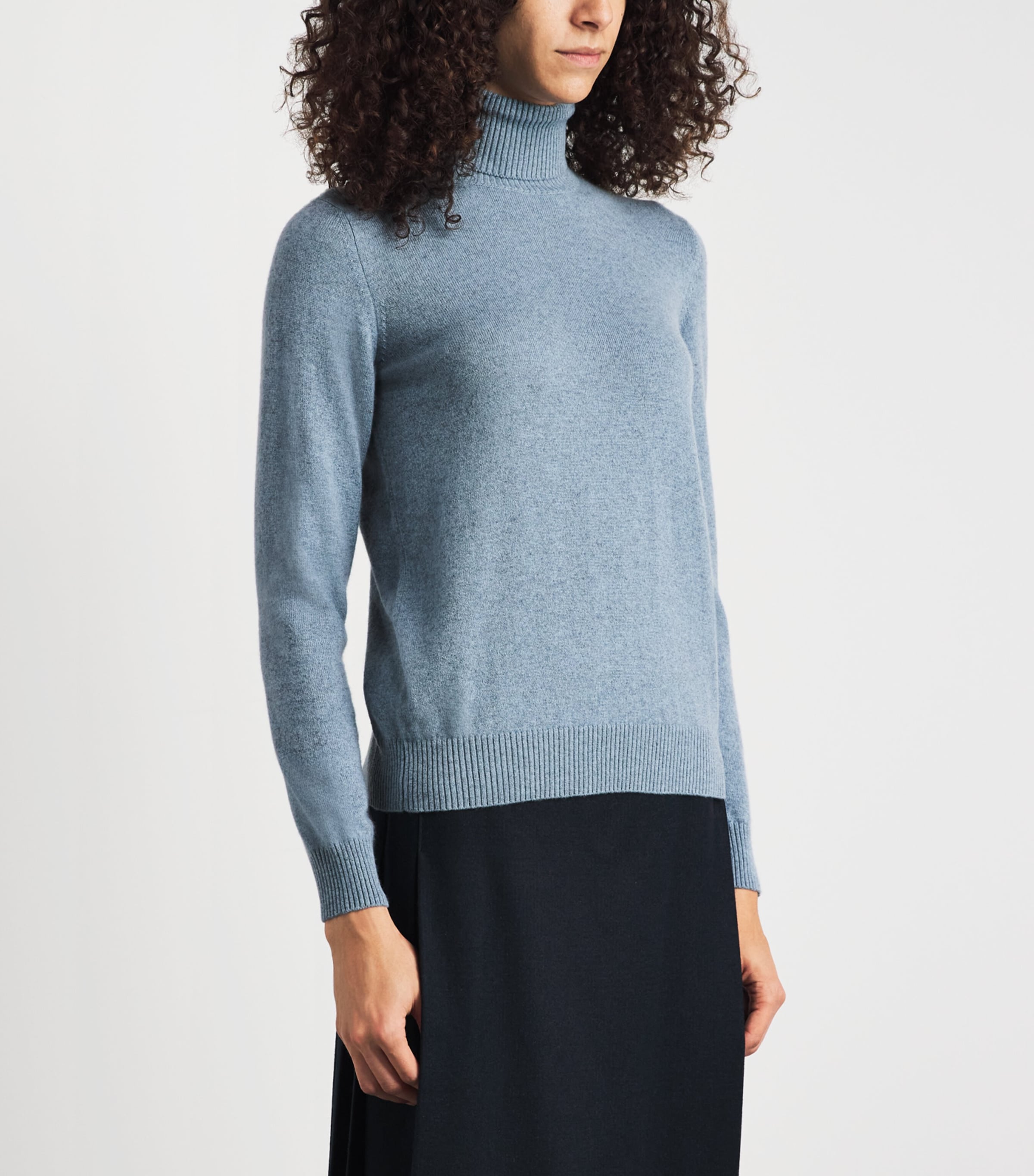 Colombo Womens Cashmere Rollneck Sweater Light Blue Image 4