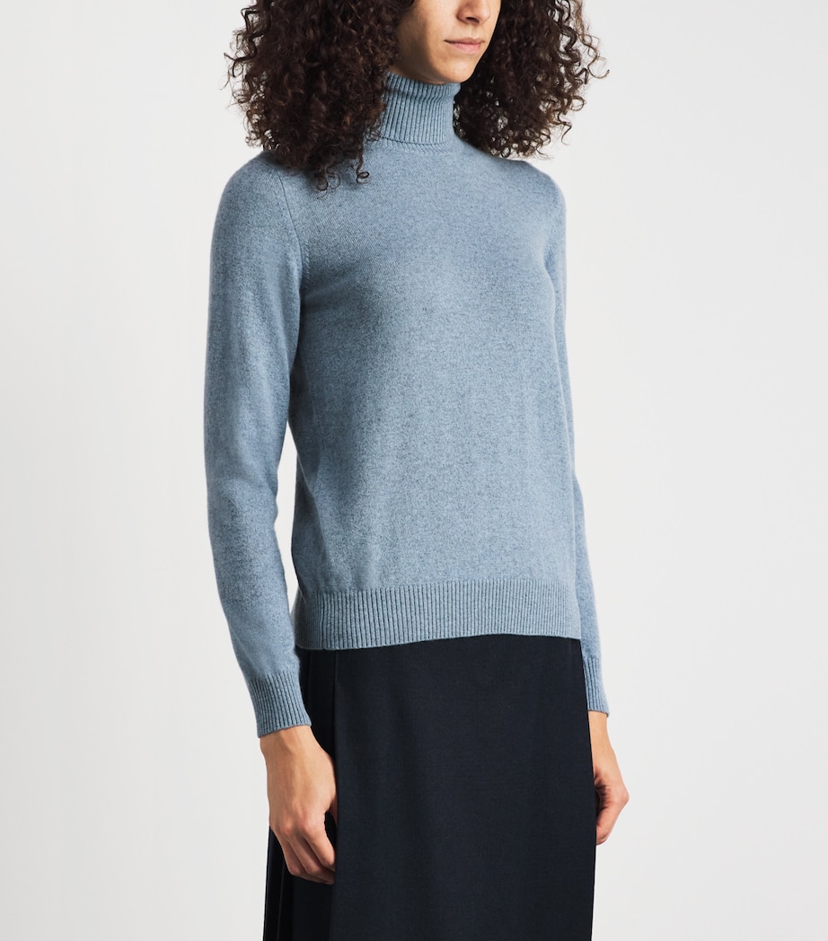 Colombo Womens Cashmere Rollneck Sweater Light Blue Image 4