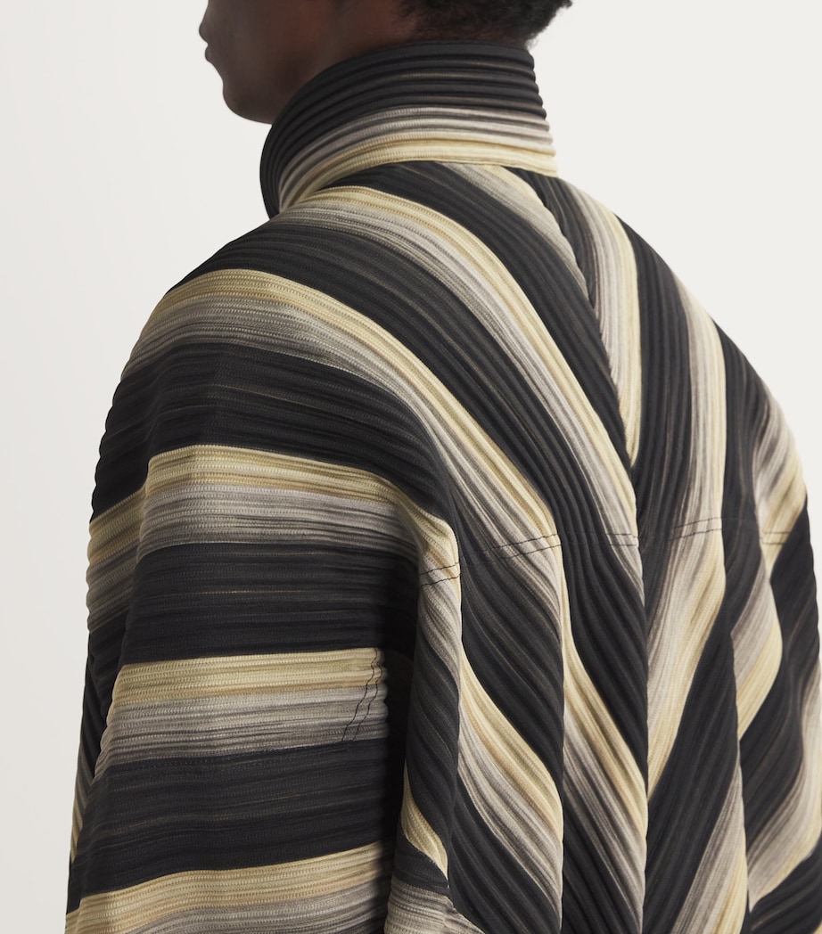 Homme Plissé Issey Miyake Mens Striped Pleated Jacket Black Image 6