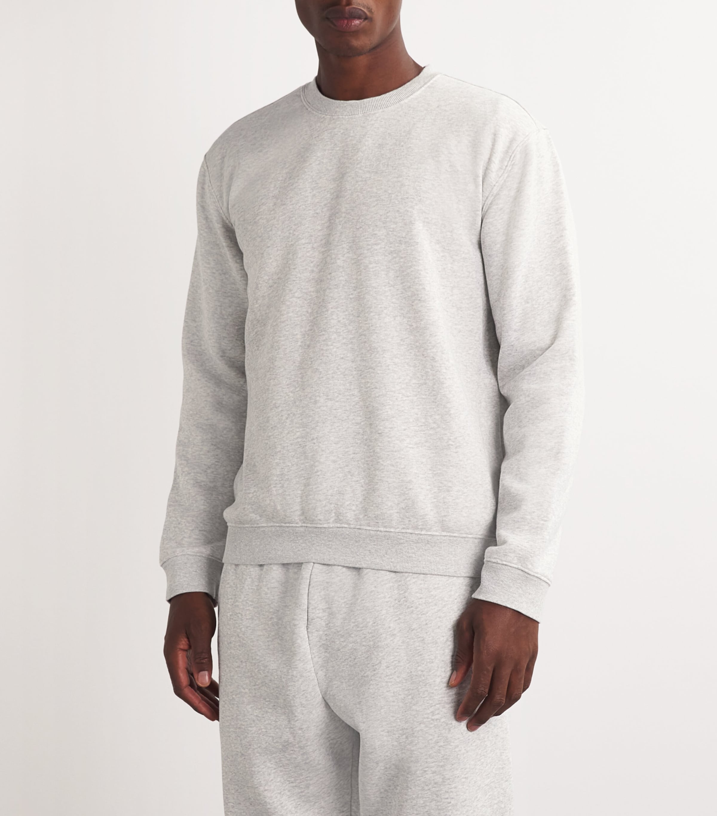 Fleece Lounge Crew-Neck Sweatshirt LIGHT HEATHER GREY Image 3