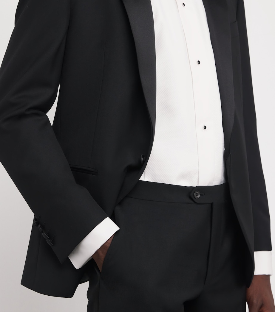 Cotton Pique-Front Slim Shirt 00 WHITE Image 6