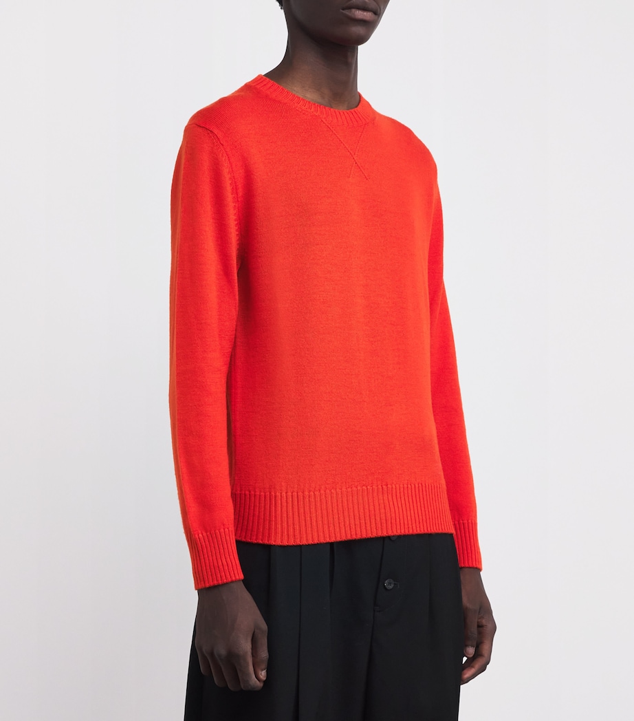 Jil Sander Mens Virgin Wool Crew-Neck Sweater Poppy Image 3