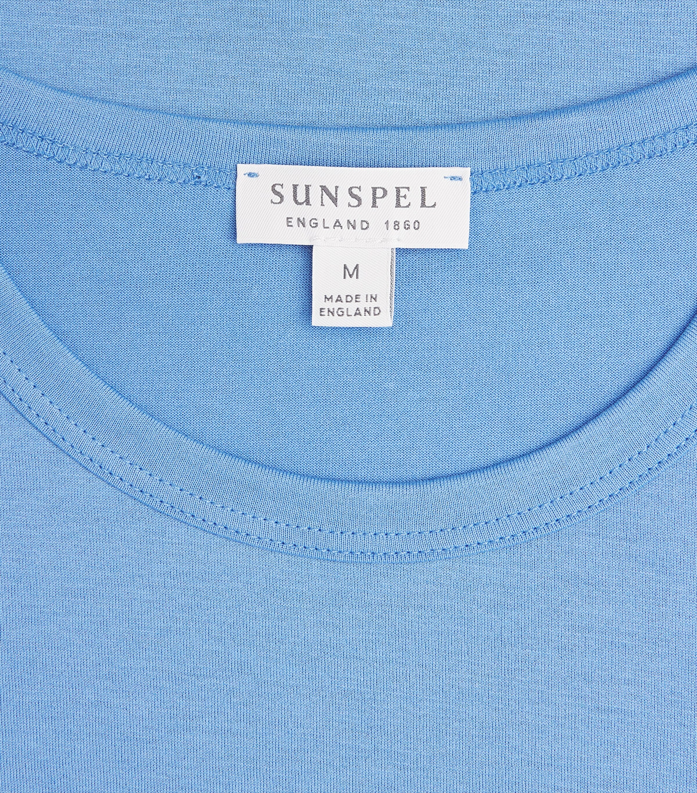 Sunspel Mens Supima Cotton Classic T-Shirt Buww Azure Blue Image 6